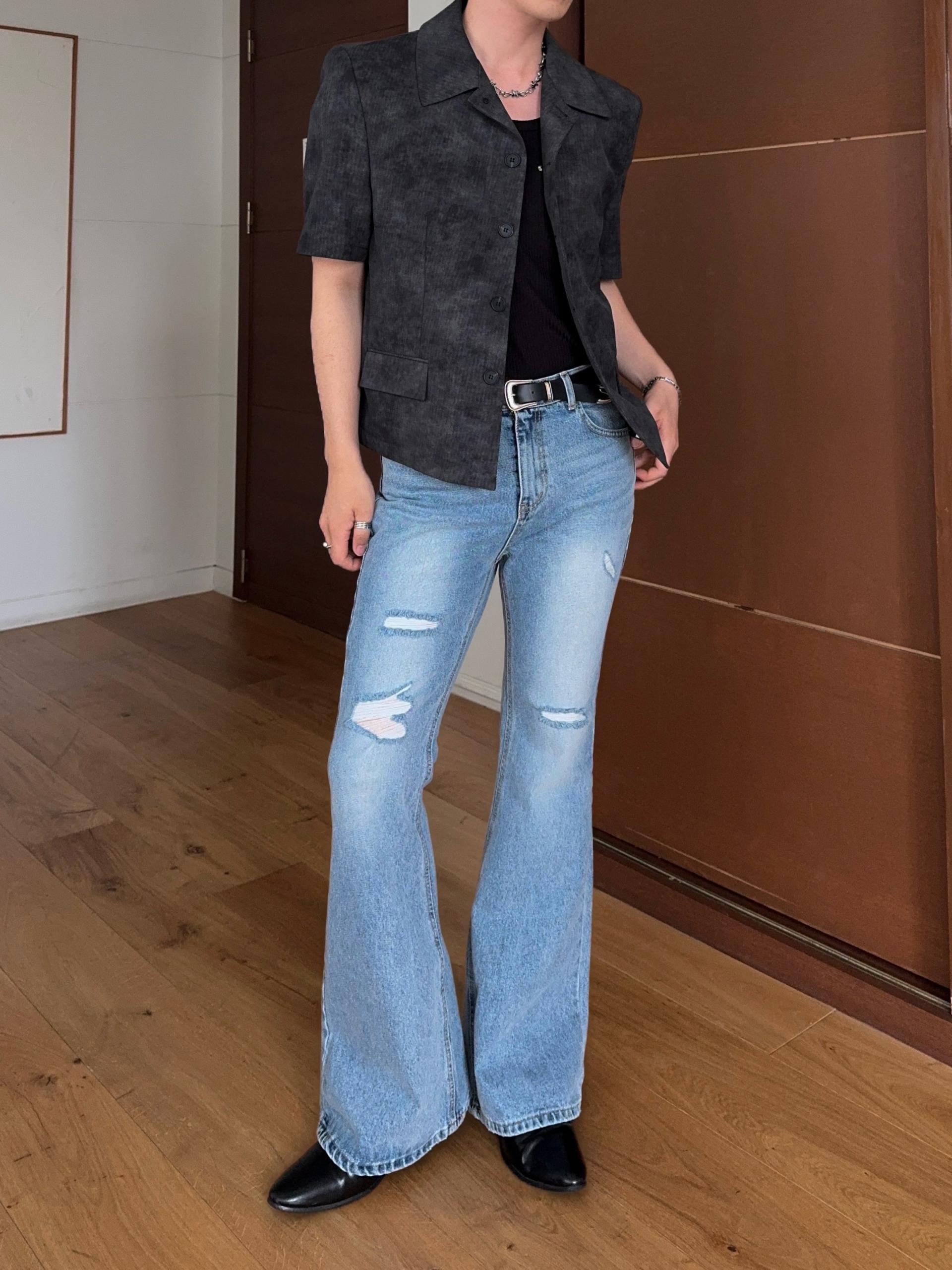 스모크 스탠카라 하프 크롭 자켓