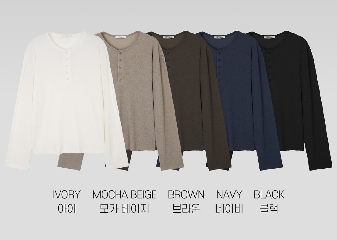 [MD추천] 로스팅 린넨 헨리넥 니트 티셔츠 5COL