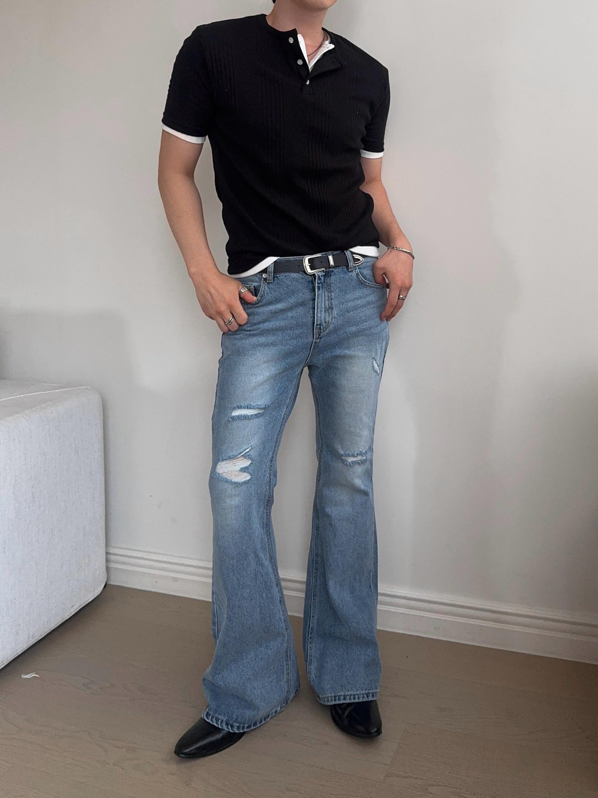 테라피 슬림 헨리넥 반팔 티셔츠