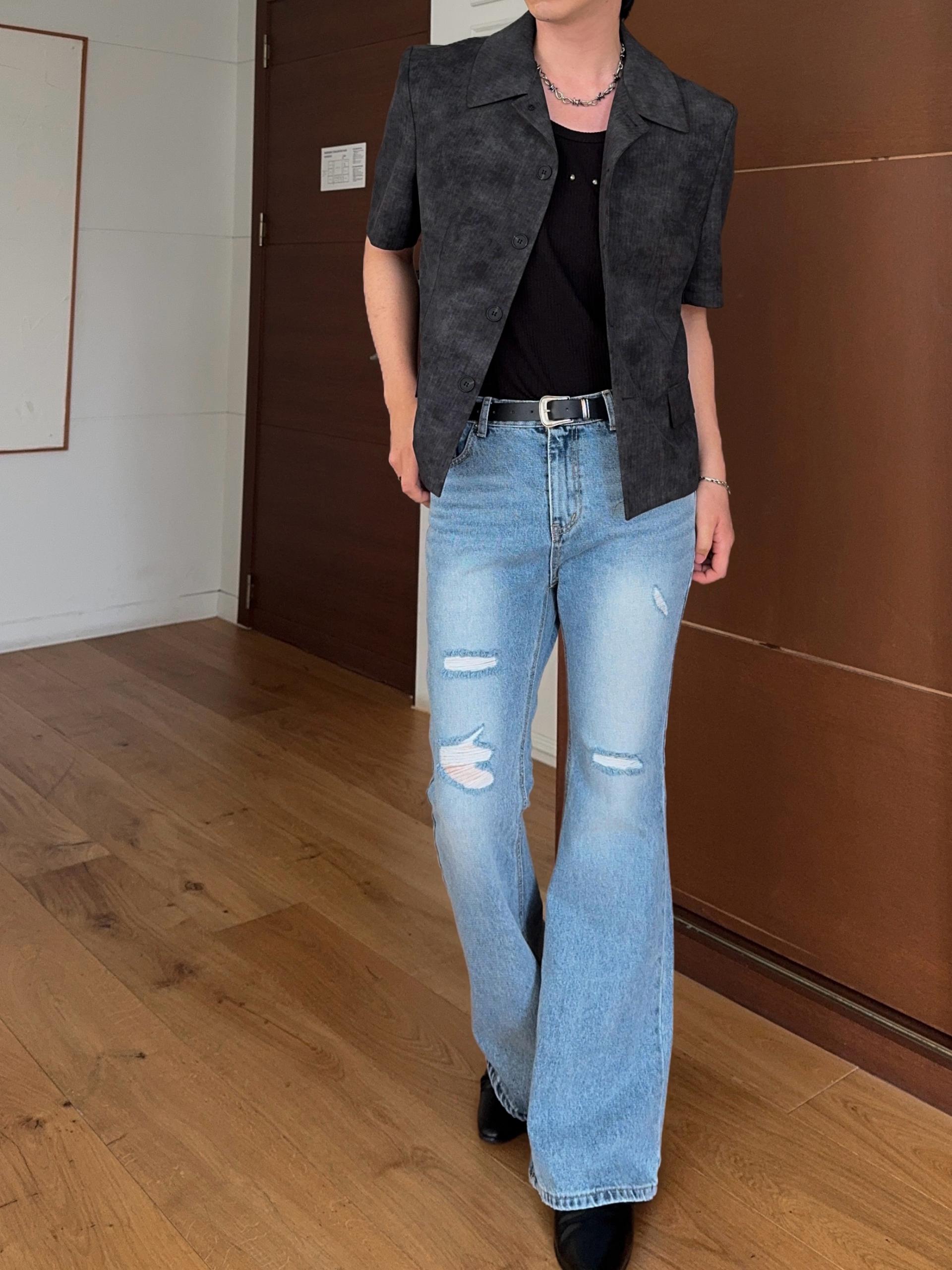 스모크 스탠카라 하프 크롭 자켓