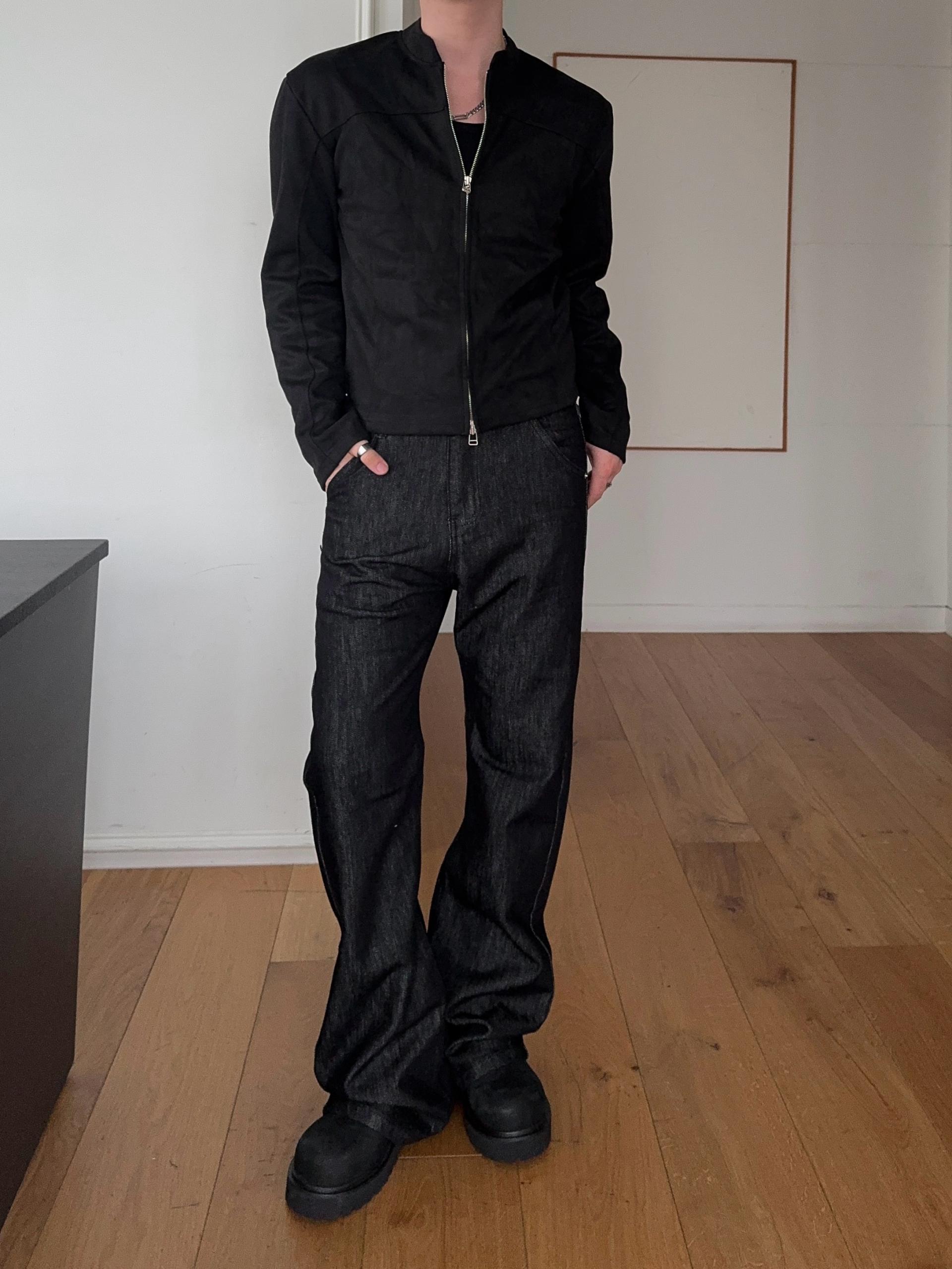 스핑크 레더포켓 스티치 플레어 데님 팬츠