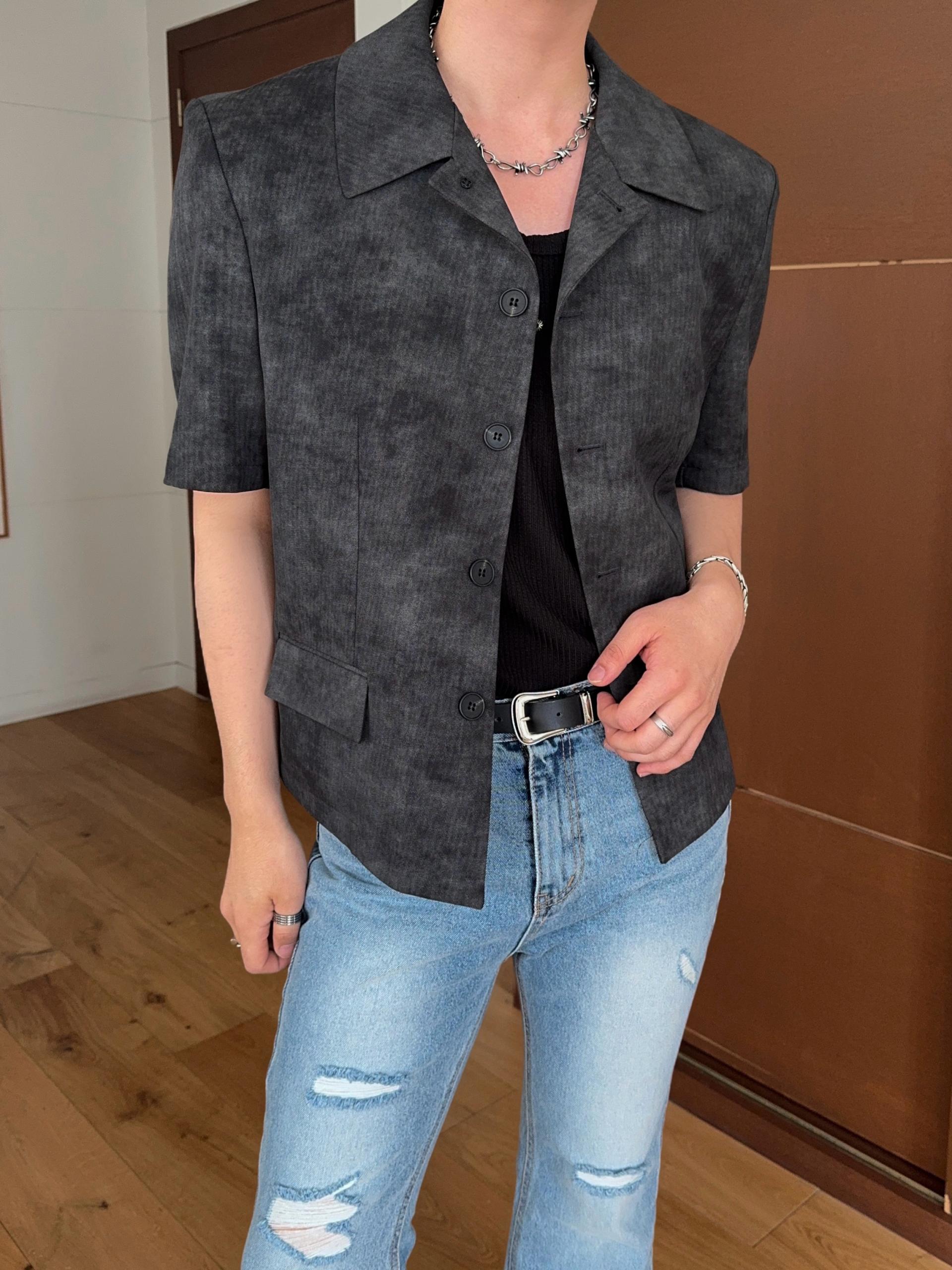 스모크 스탠카라 하프 크롭 자켓