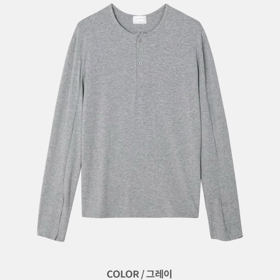 캔드 롱슬리브 헨리넥 티셔츠 3COL