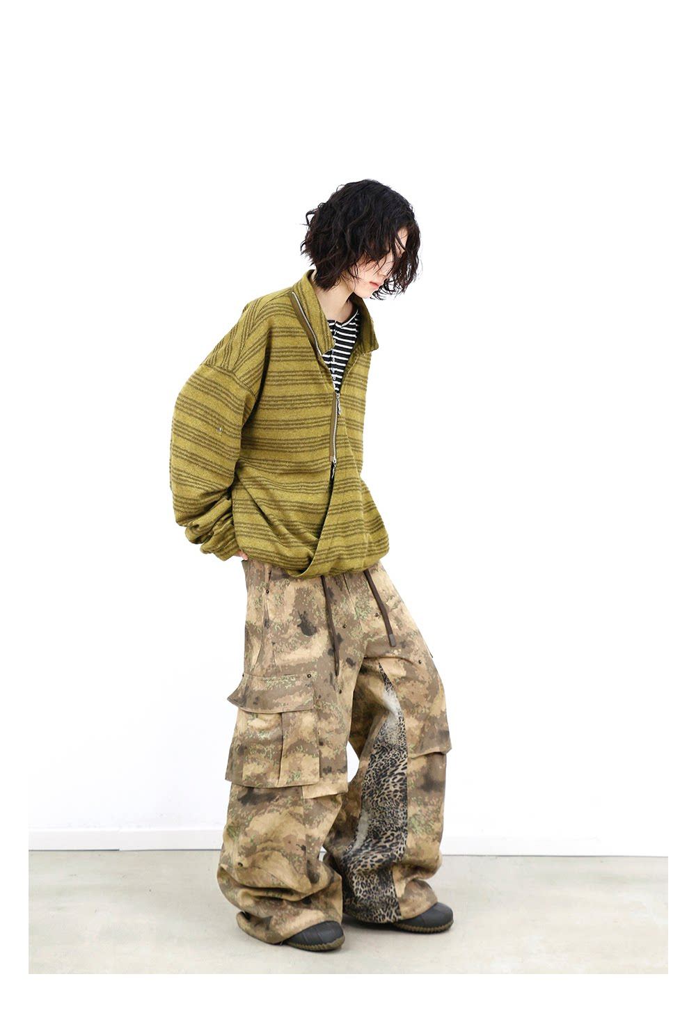 Cashmere Yarn Yellow Jacquard Knit Sweater