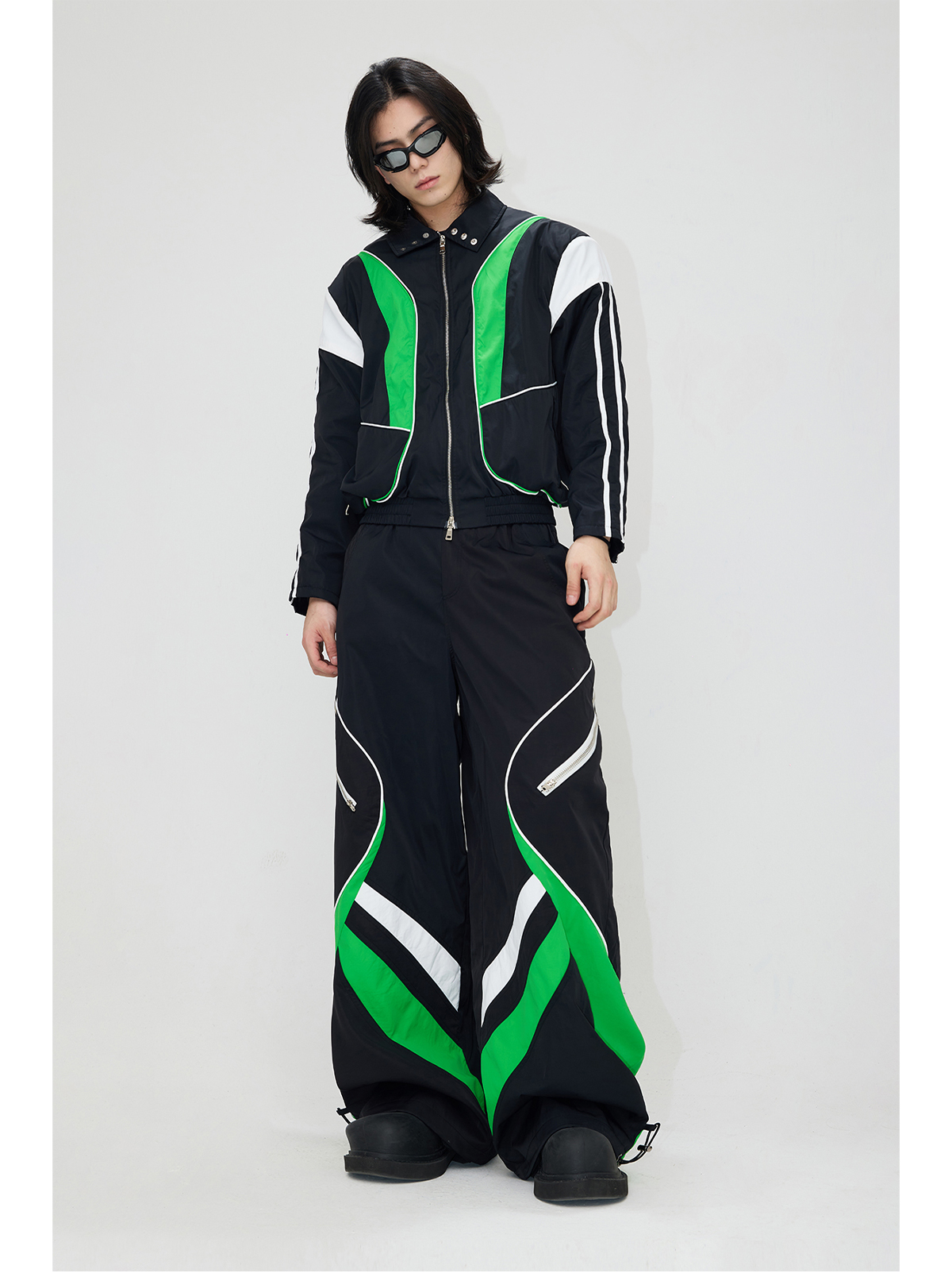 contrasting sports suit structured splicing pants : 커프 cuf