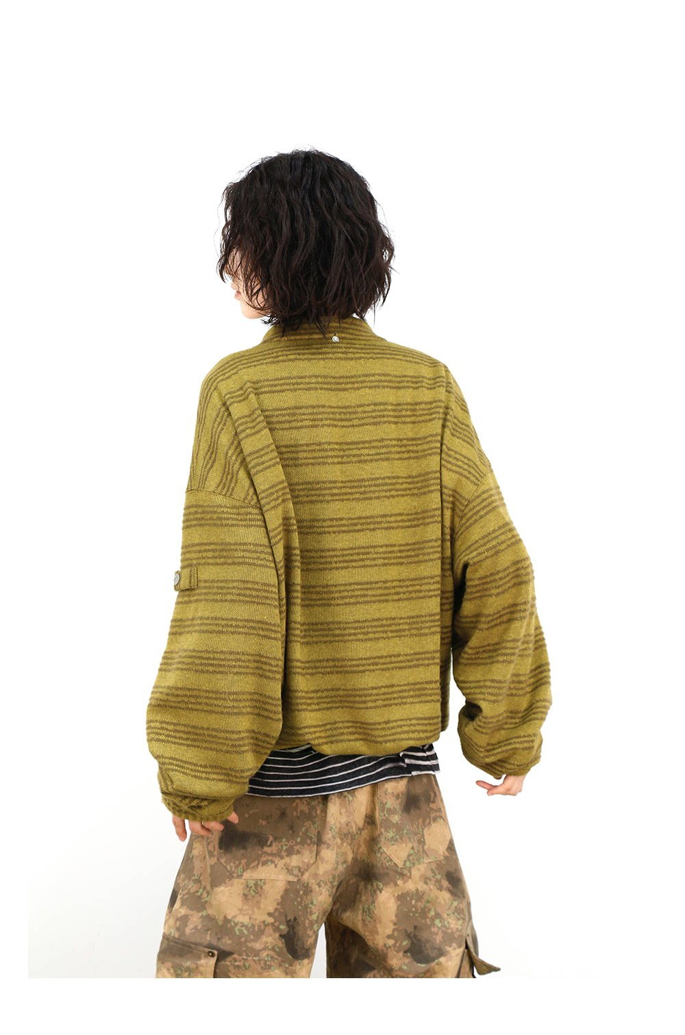 Cashmere Yarn Yellow Jacquard Knit Sweater