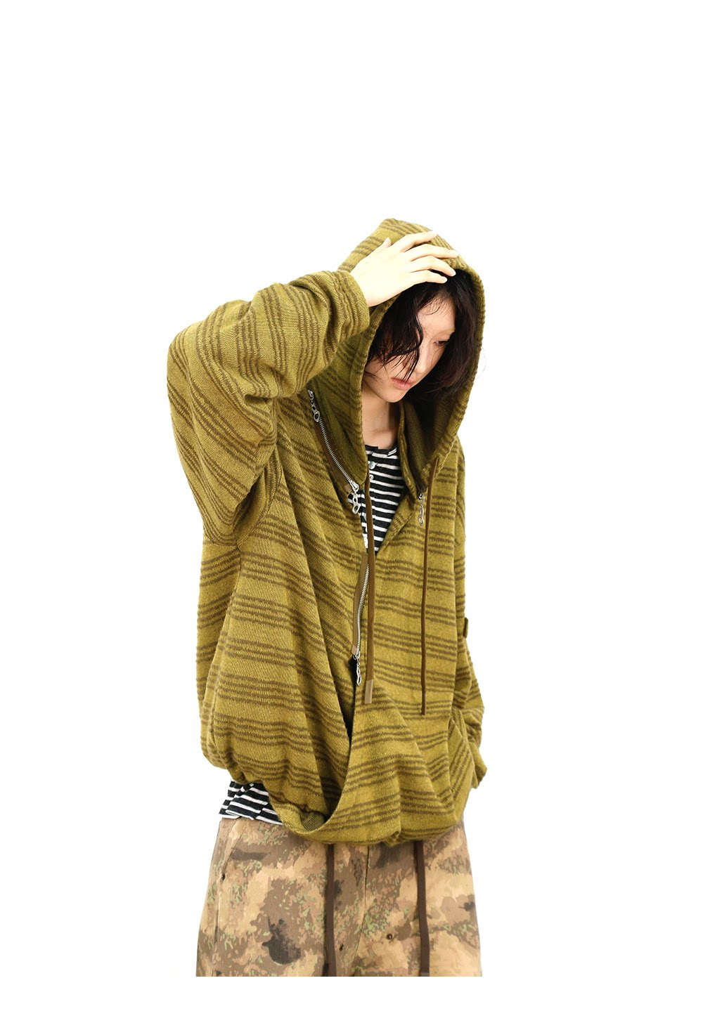 Cashmere Yarn Yellow Jacquard Knit Sweater