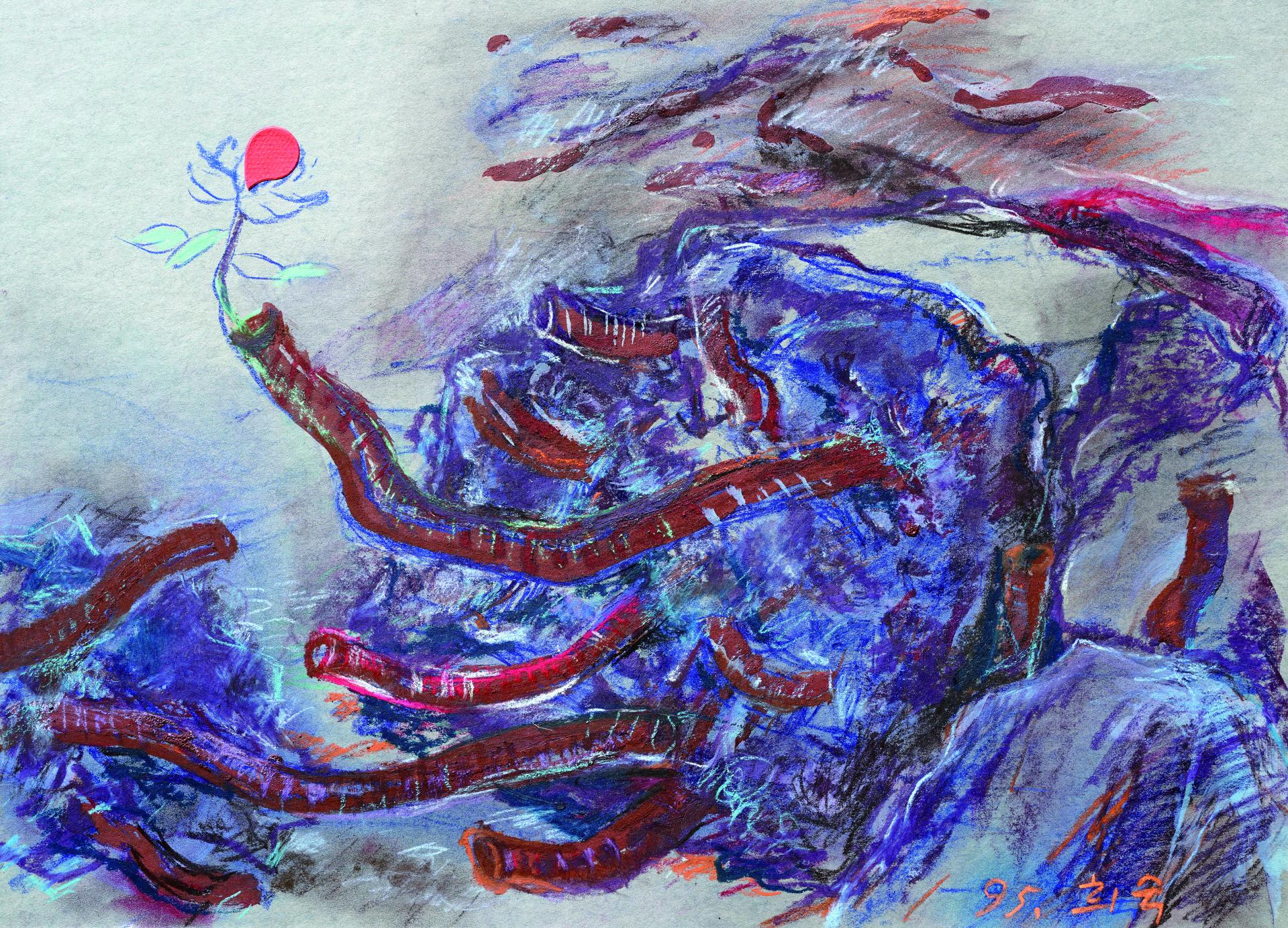 생명1. 55x39cm. 화지에 물감,파스텔. 1988.jpg