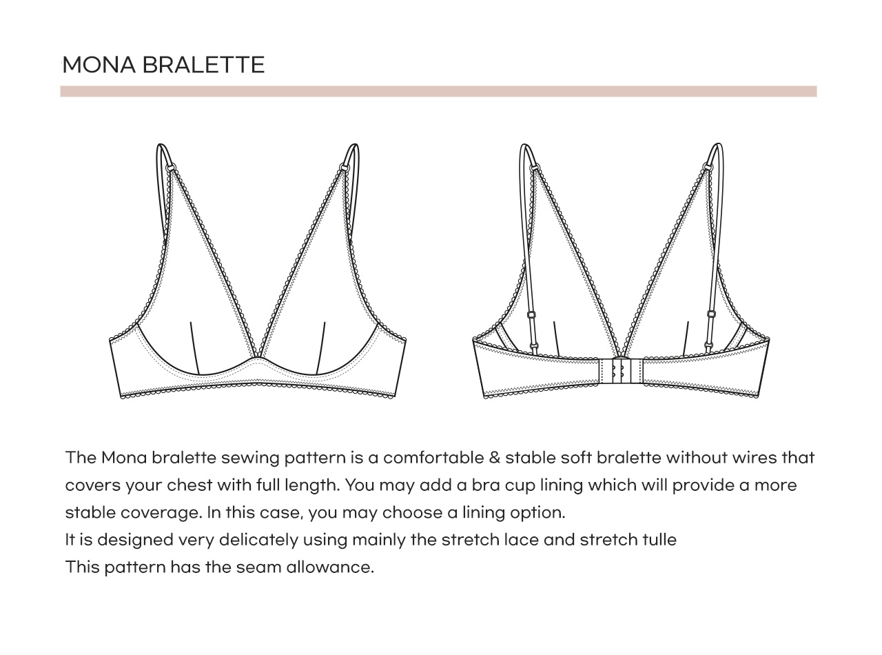 Lace Back Training Bralette PDF Sewing Pattern, Training Bra for  Tween/teen, Racerback Bralette, A or B Cups, Adjustable Strap Bralette 