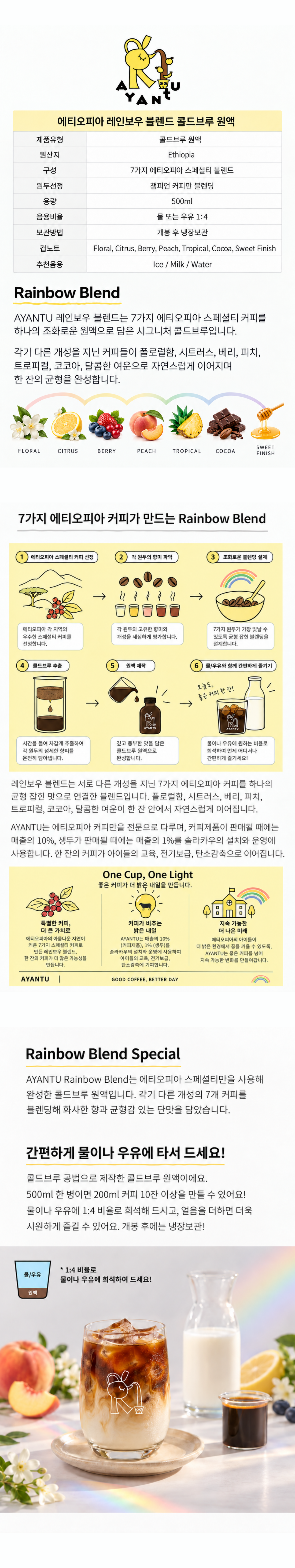 콜드 브루 Cold Brew 원액 레인보우 스페셜티 500ml