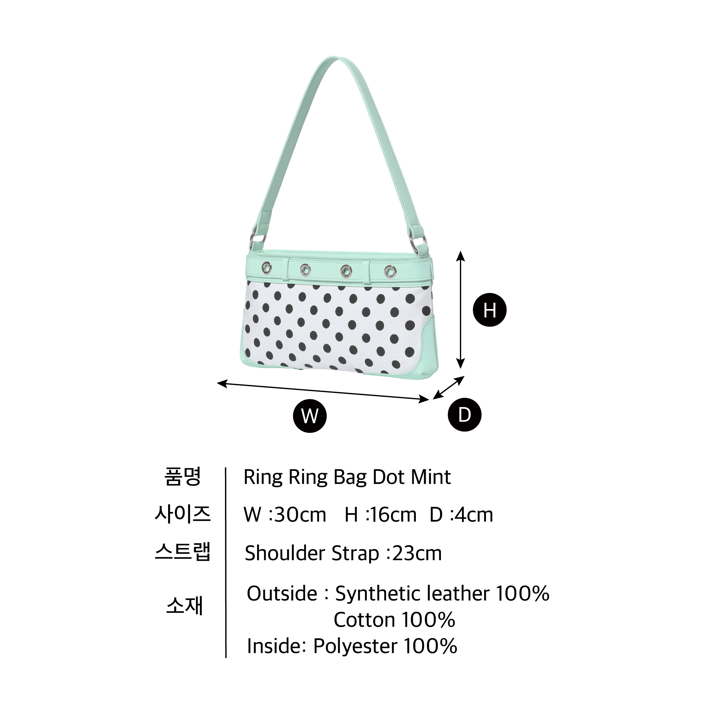 Ring ring bag Dot mint