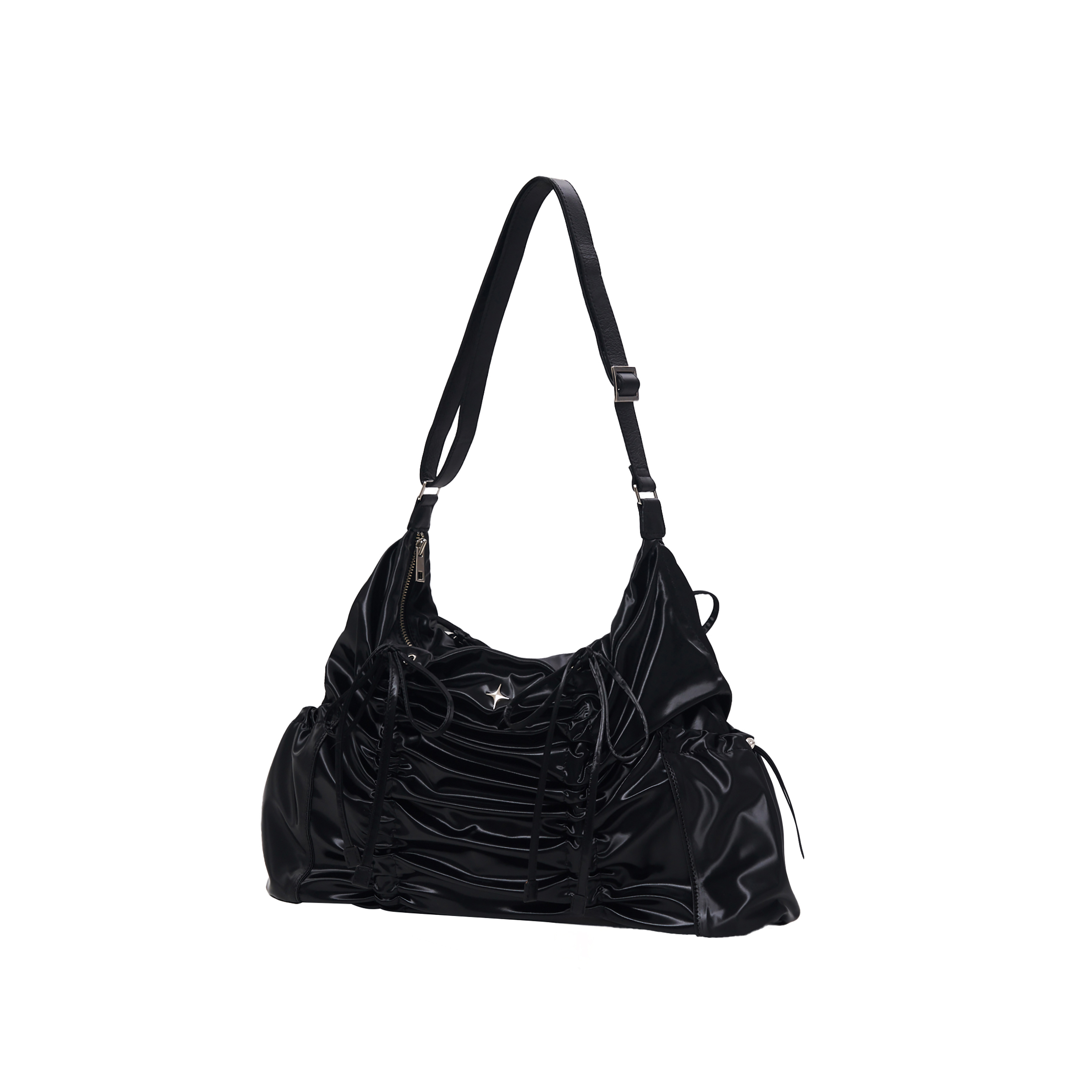 【FOR APPEAL】 STRING RIBBON LARGE HOBO BAG FOR APPEAL] String ribbon large hobo bag Glossy black - FOR