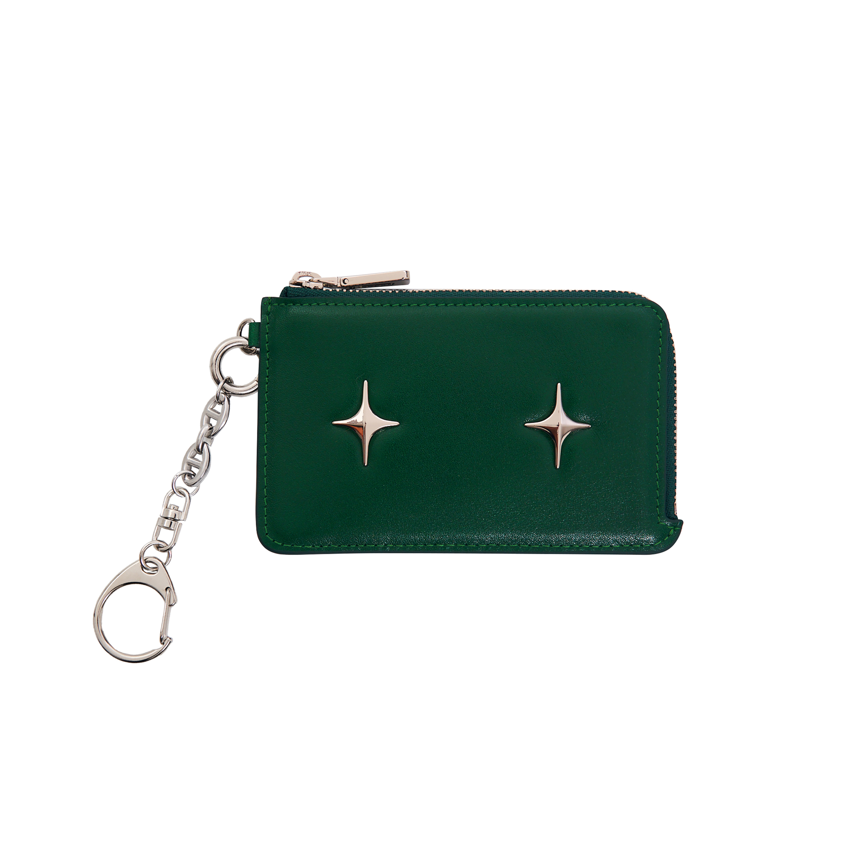 FOR APPEAL] Sparkle star zipper card wallet Deep green - FOR