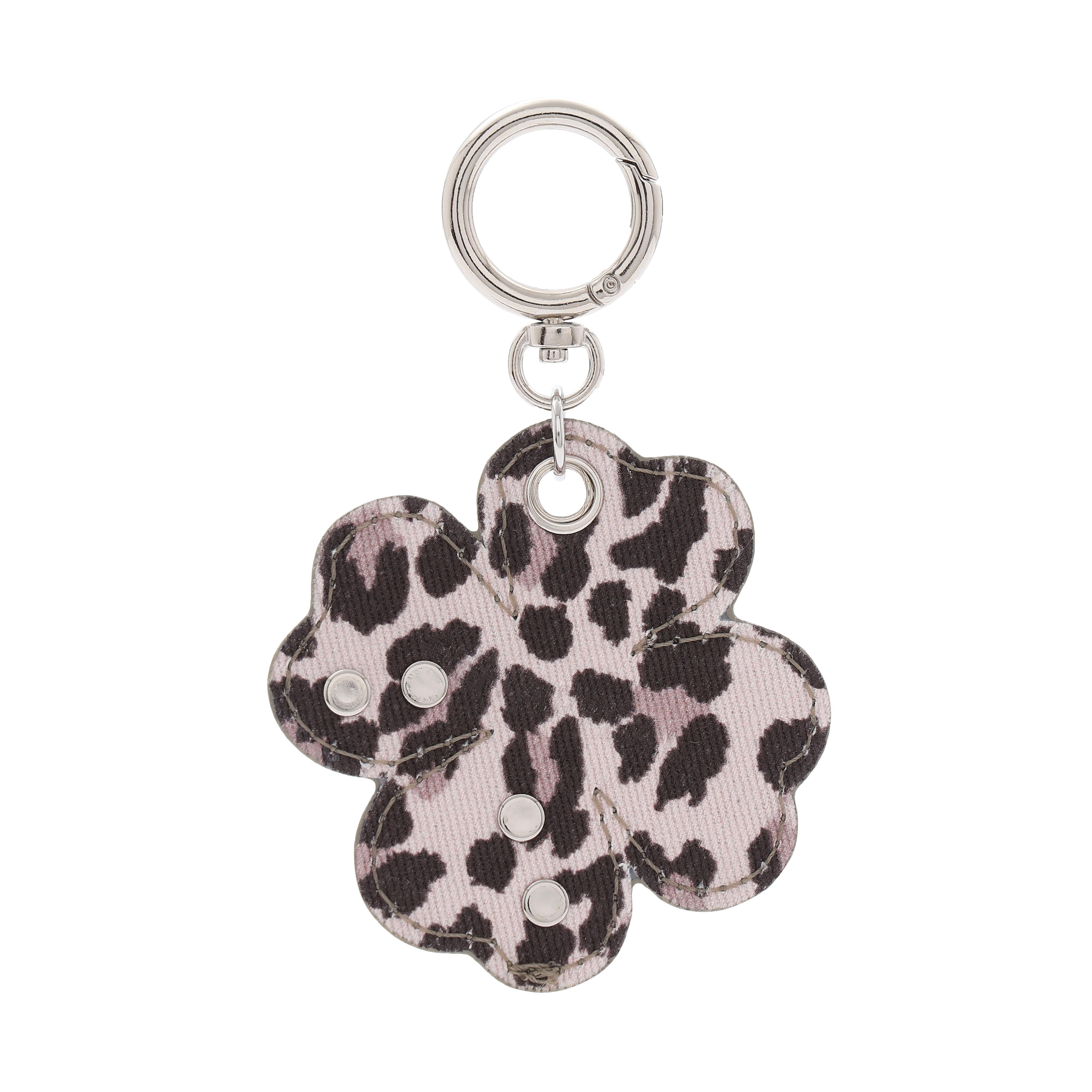 Clover key ring Leopard pink