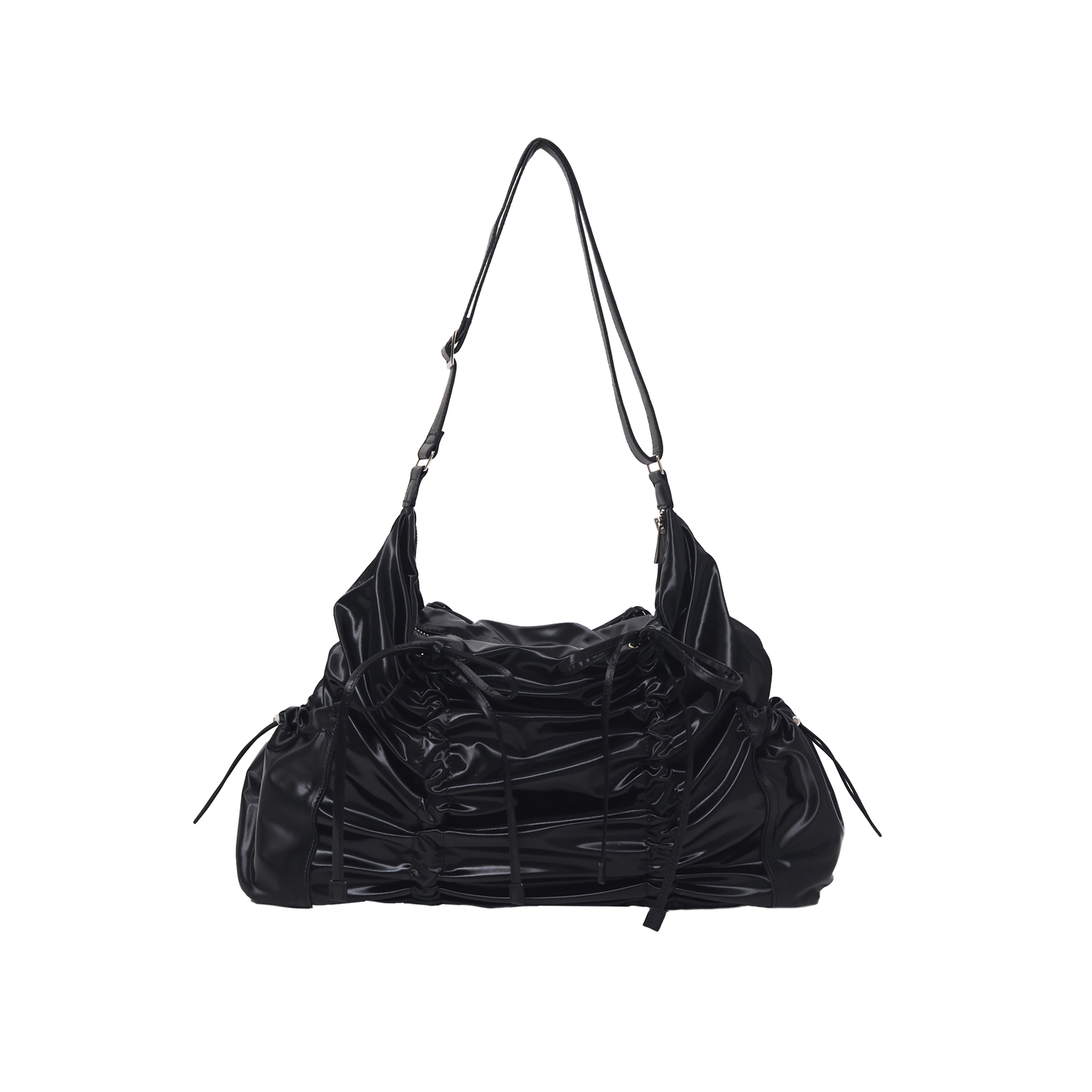 【FOR APPEAL】 STRING RIBBON LARGE HOBO BAG FOR APPEAL] String ribbon large hobo bag Glossy black - FOR