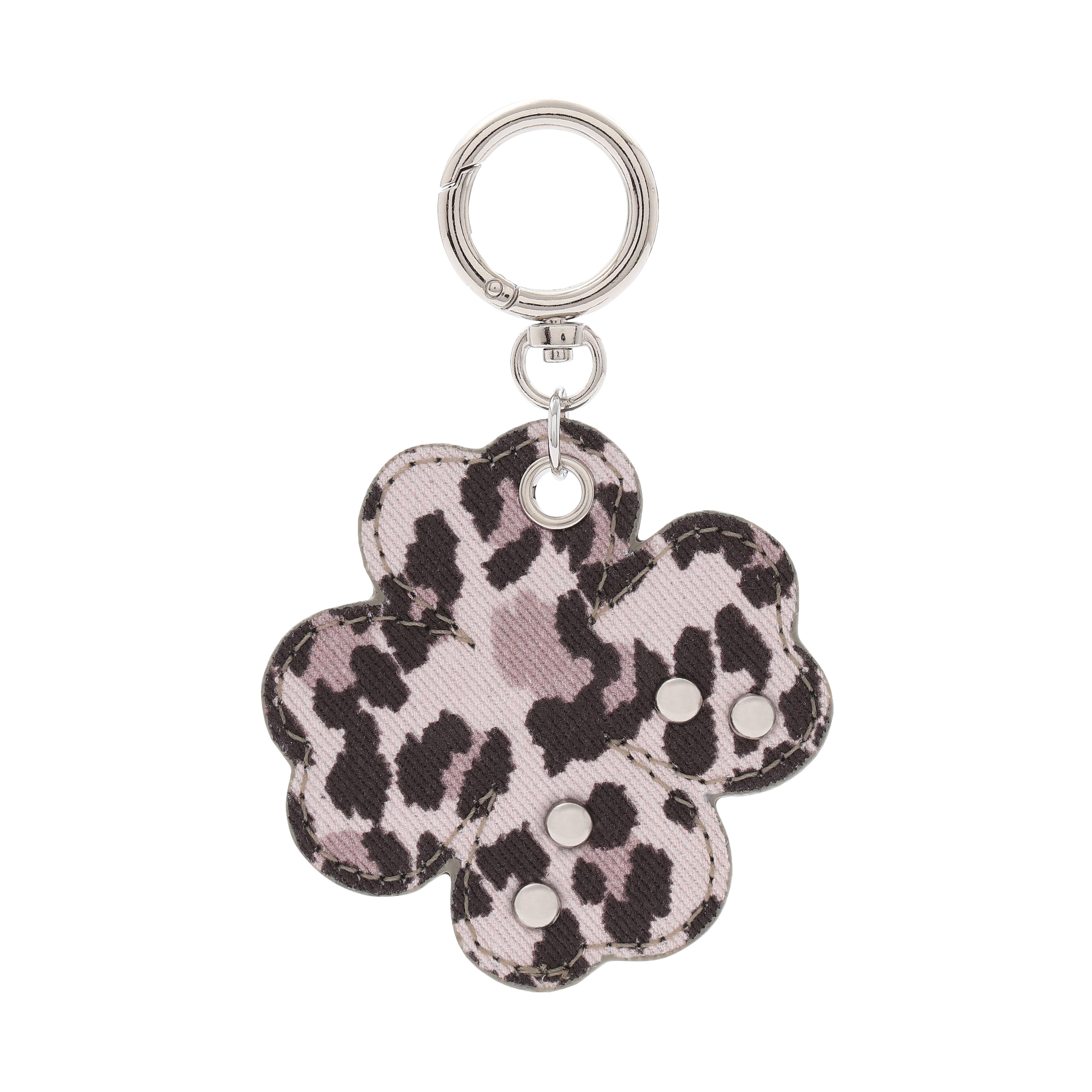 Clover key ring Leopard pink