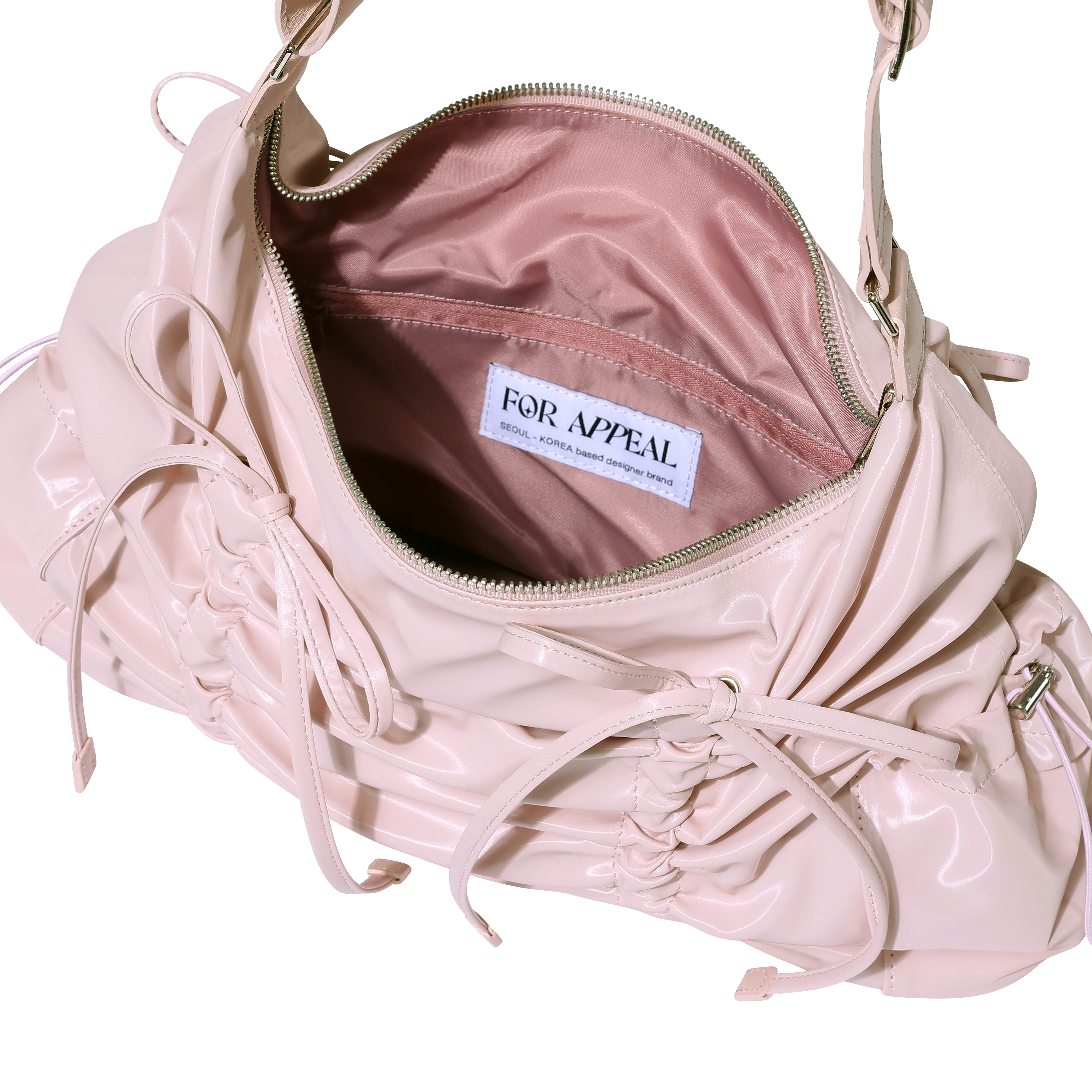 FOR APPEAL] String ribbon large hobo bag Glossy pink - FOR