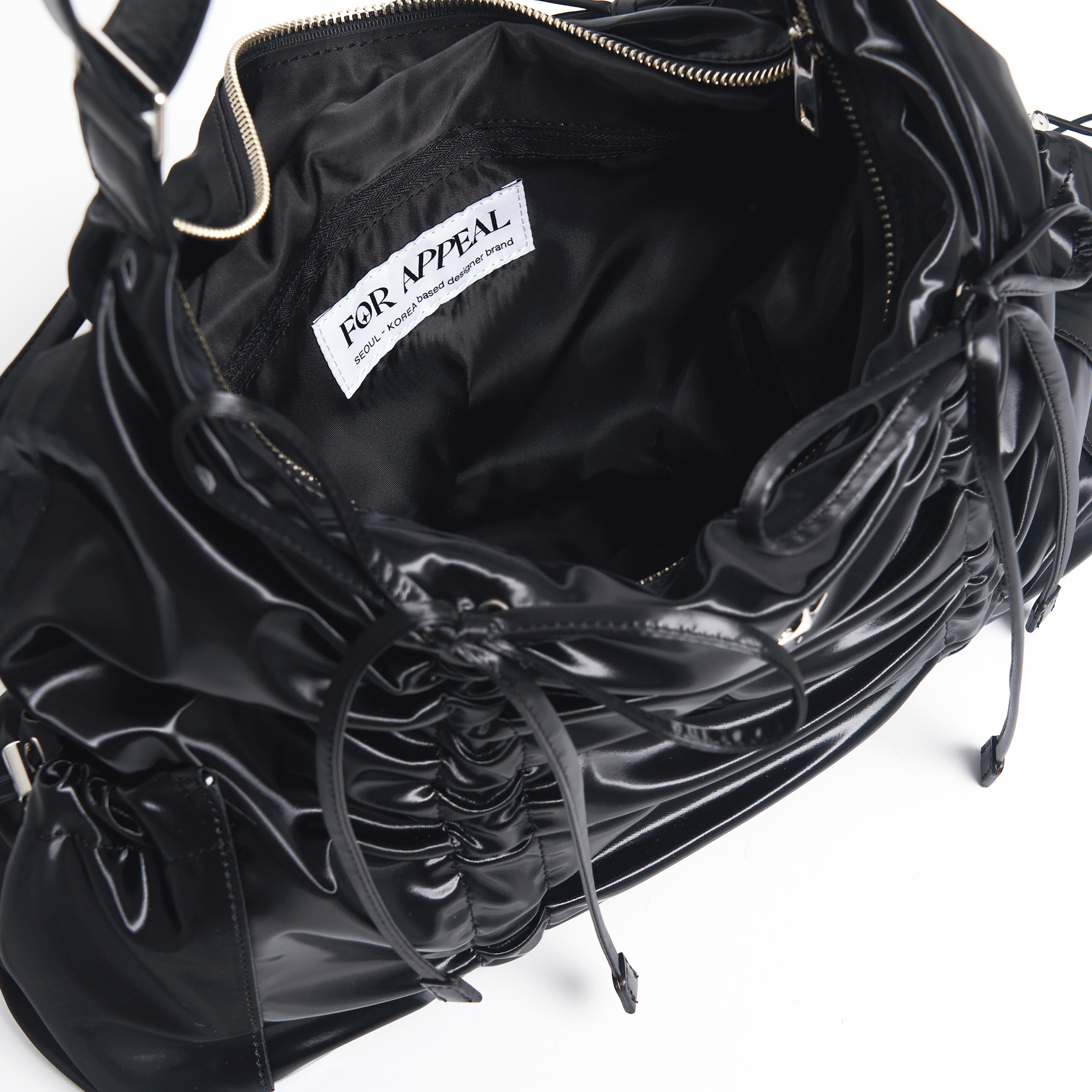 【FOR APPEAL】 STRING RIBBON LARGE HOBO BAG FOR APPEAL] String ribbon large hobo bag Glossy black - FOR