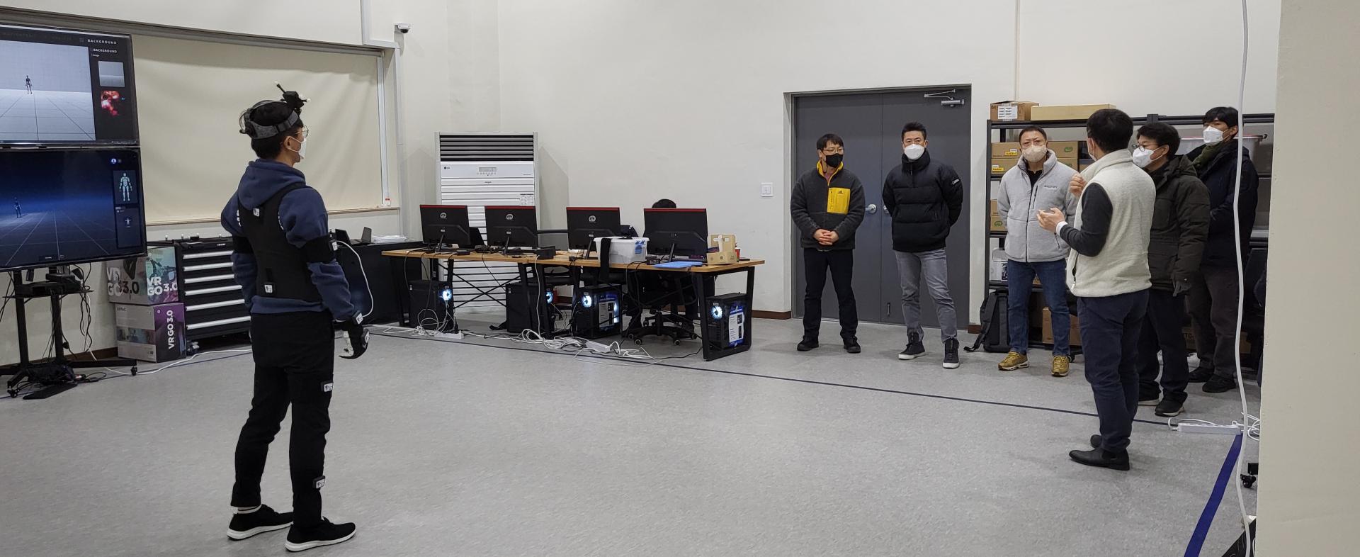 Motion capture demonstration for visitors at iPOP's research facility