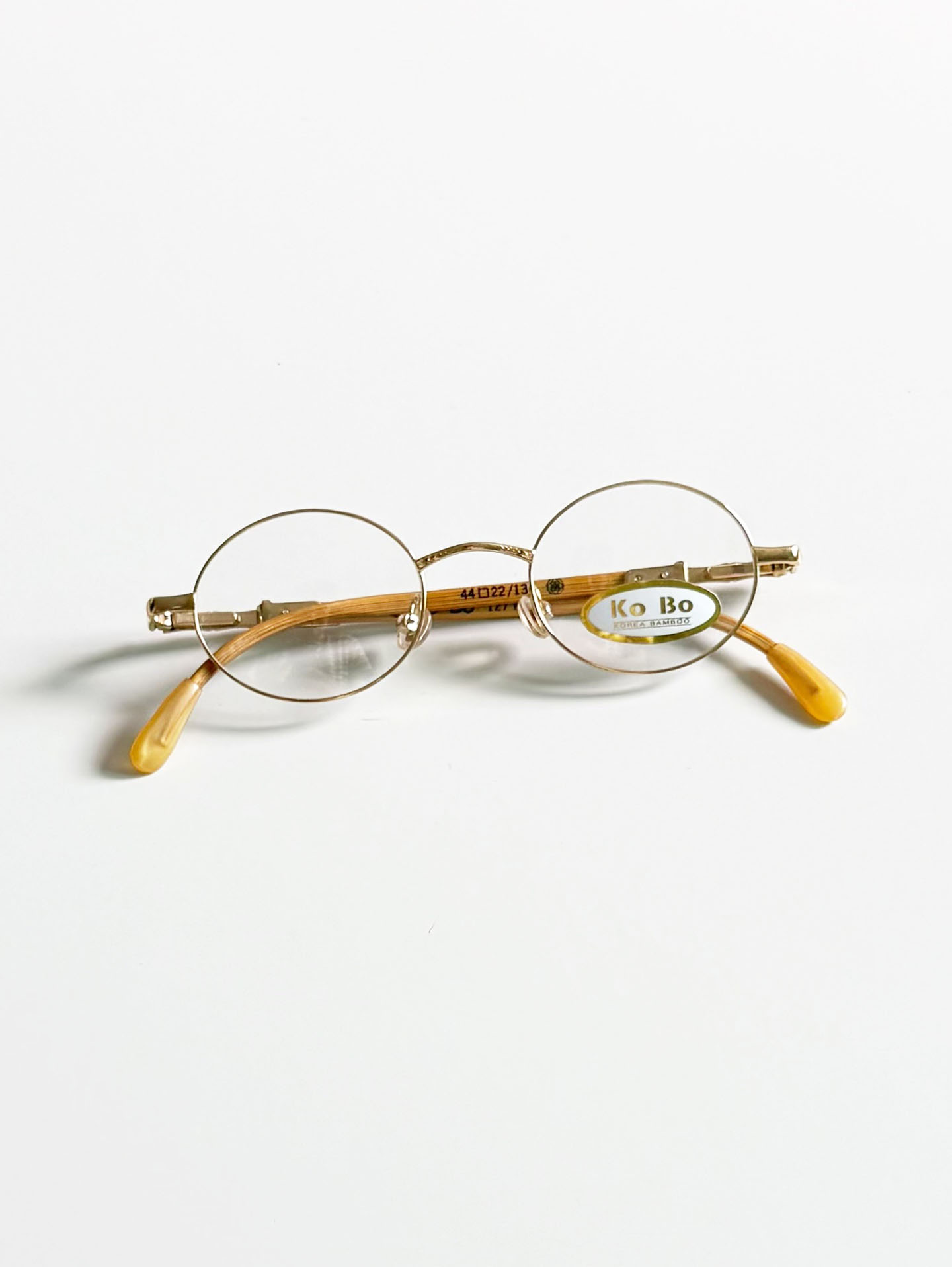 90's KO BO Bamboo Temple Oval Gold Metal Frame Glasses
