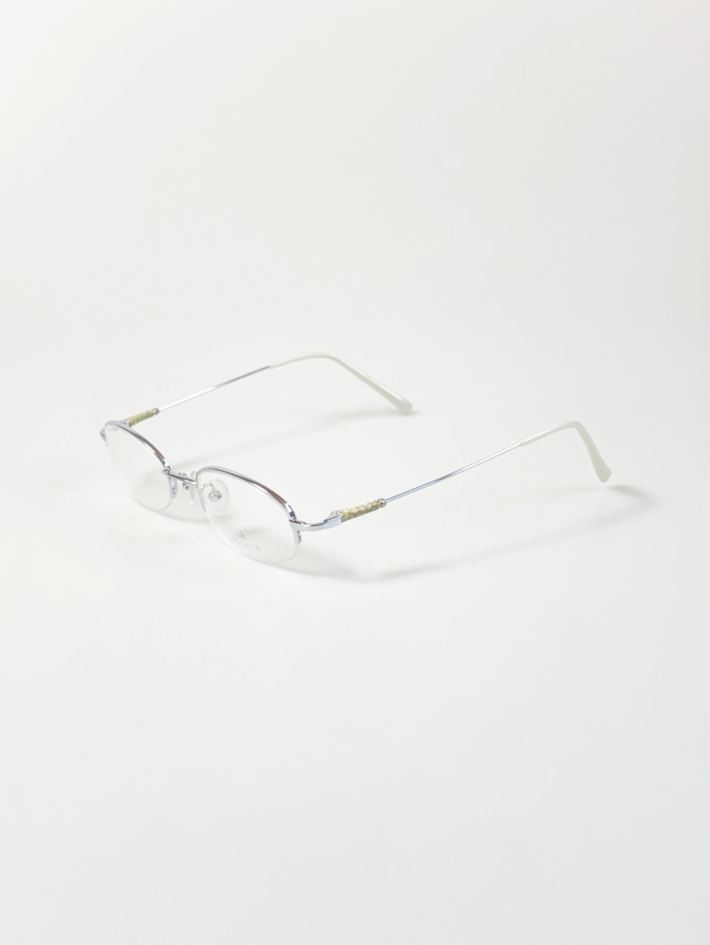 Vagelis SIlver Oval Half Rim Metal Glasses