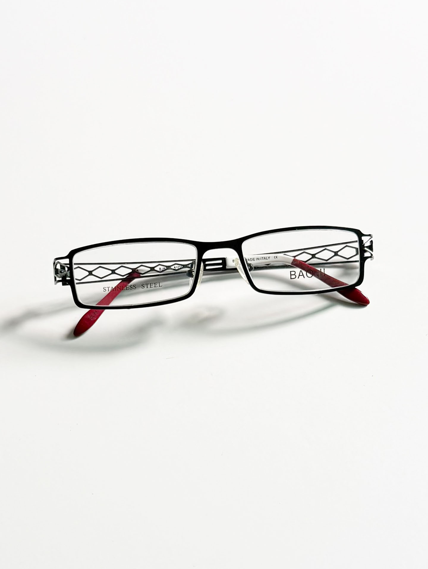 BAO JI Black Slim Square Metal Glasses