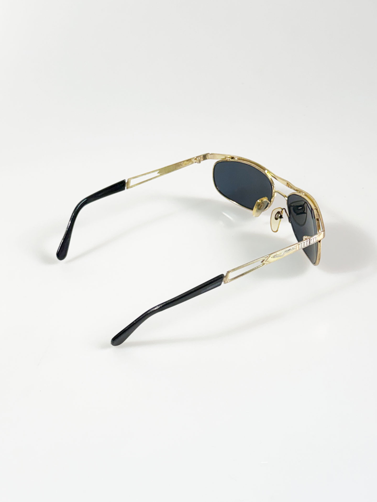 90's CHINI Gold Double Bridge Square Metal Frame Sunglasses