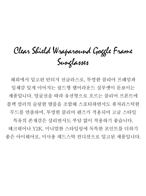 Clear Shield Wraparound Goggle Frame Sunglasses