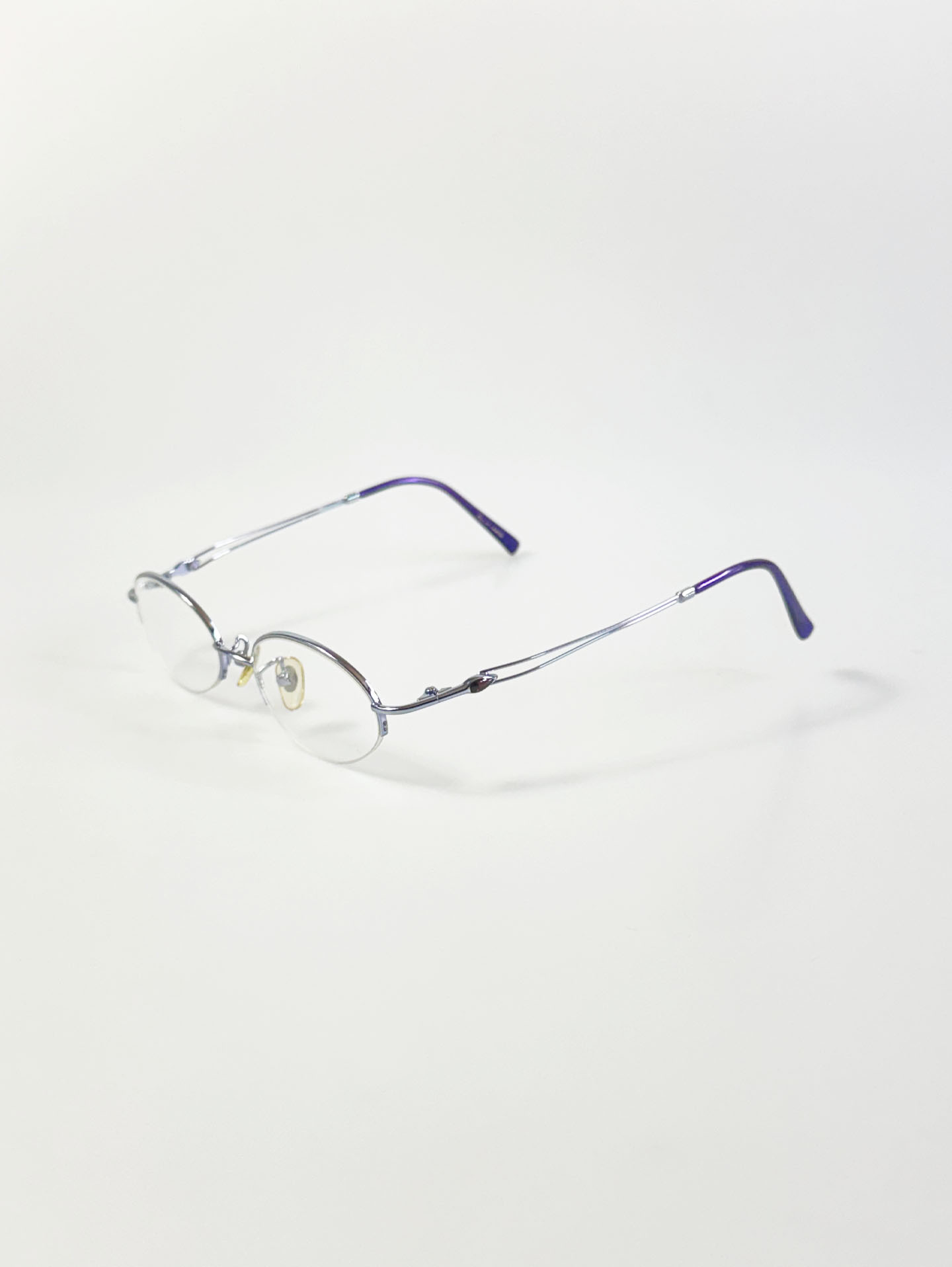 InToo Light Blue Oval Semi-Rimless Metal Frame Glasses