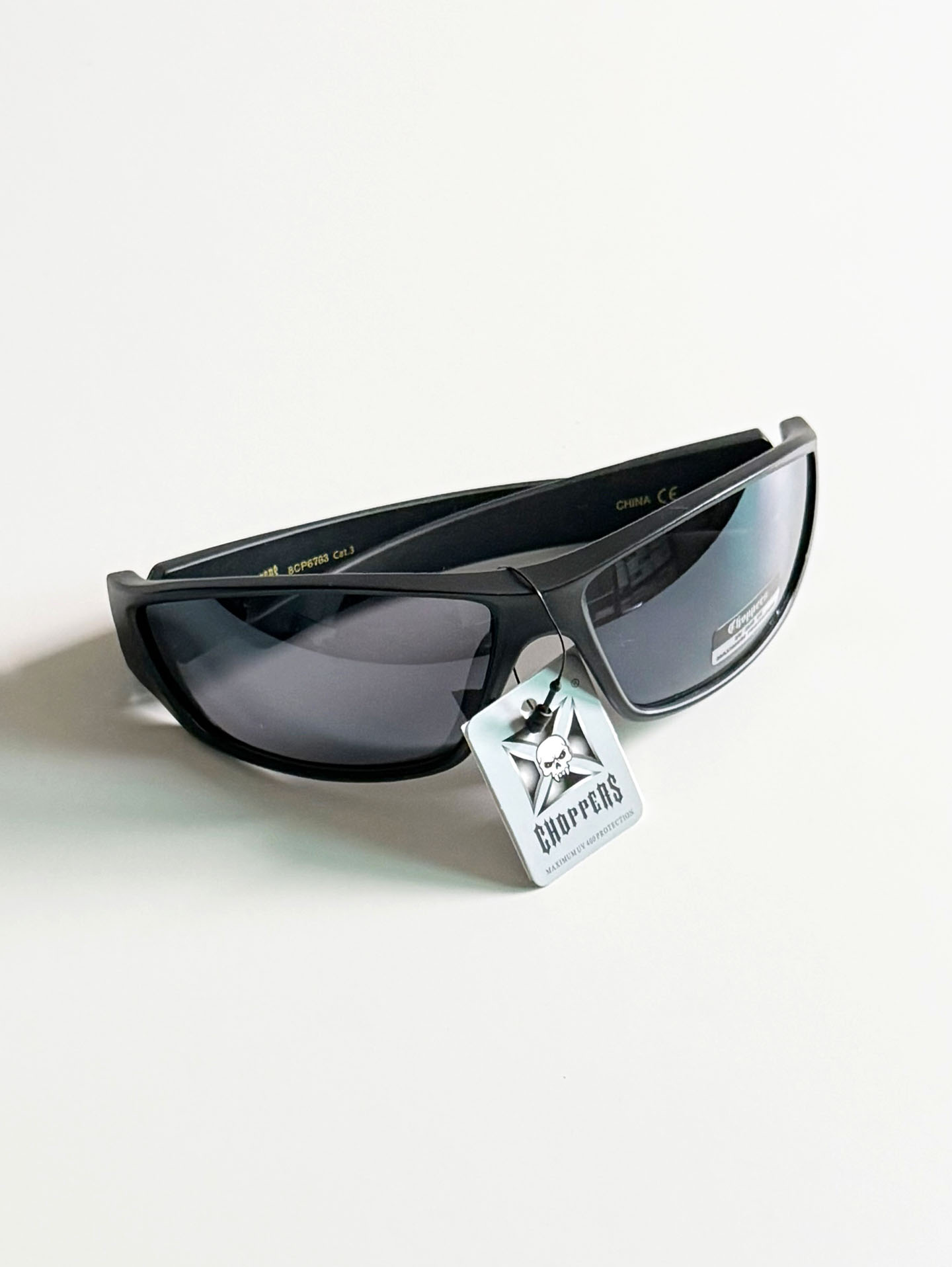CHOPPERS Wraparound Matte Black Square Frame Sunglasses