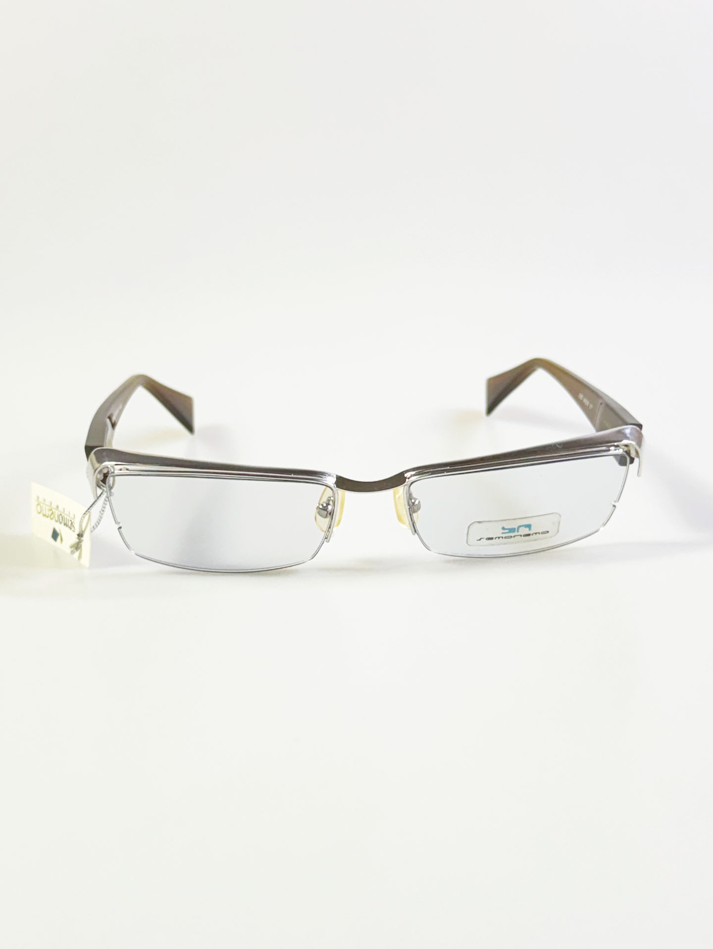 SEMONEMO Silver Half-Rim Square Metal Frame Glasses