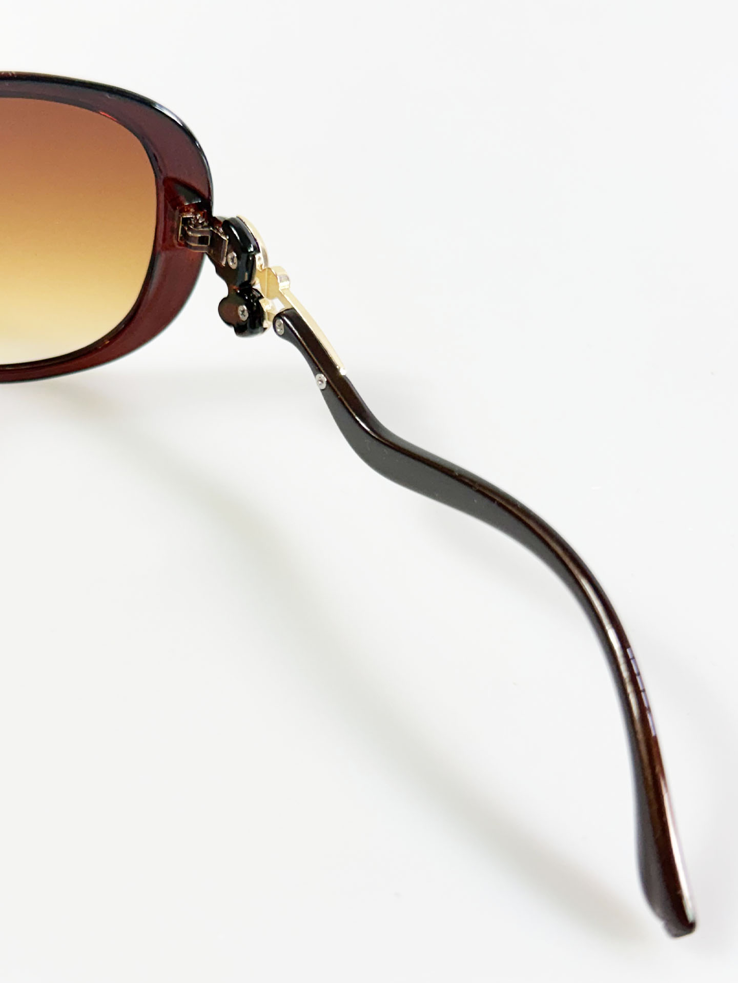Brown Oversized Butterfly Floral Temple Detail Sunglasses