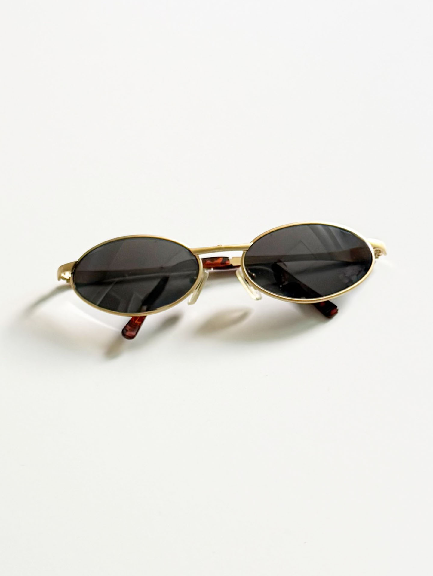 Gold Slim Oval Metal Sunglasses