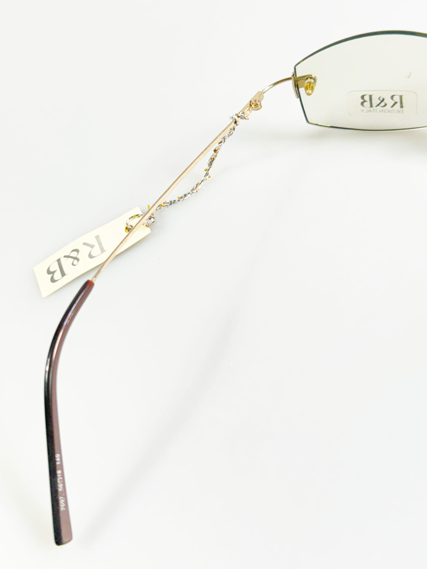 R&B Eyewear Gold Rimless Square Metal Tinted Glasses
