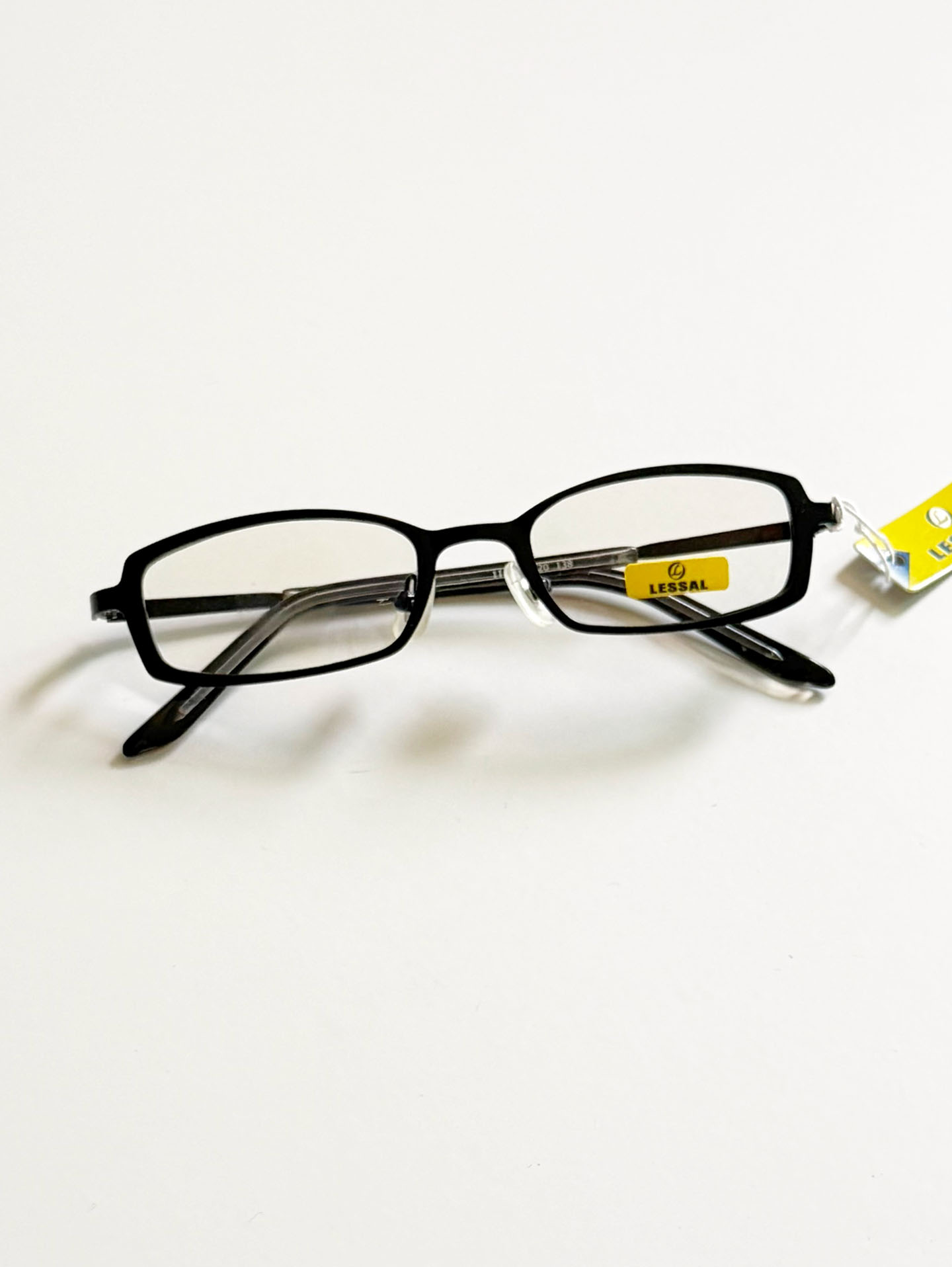 LESSAL Black Slim Square Metal Frame Glasses