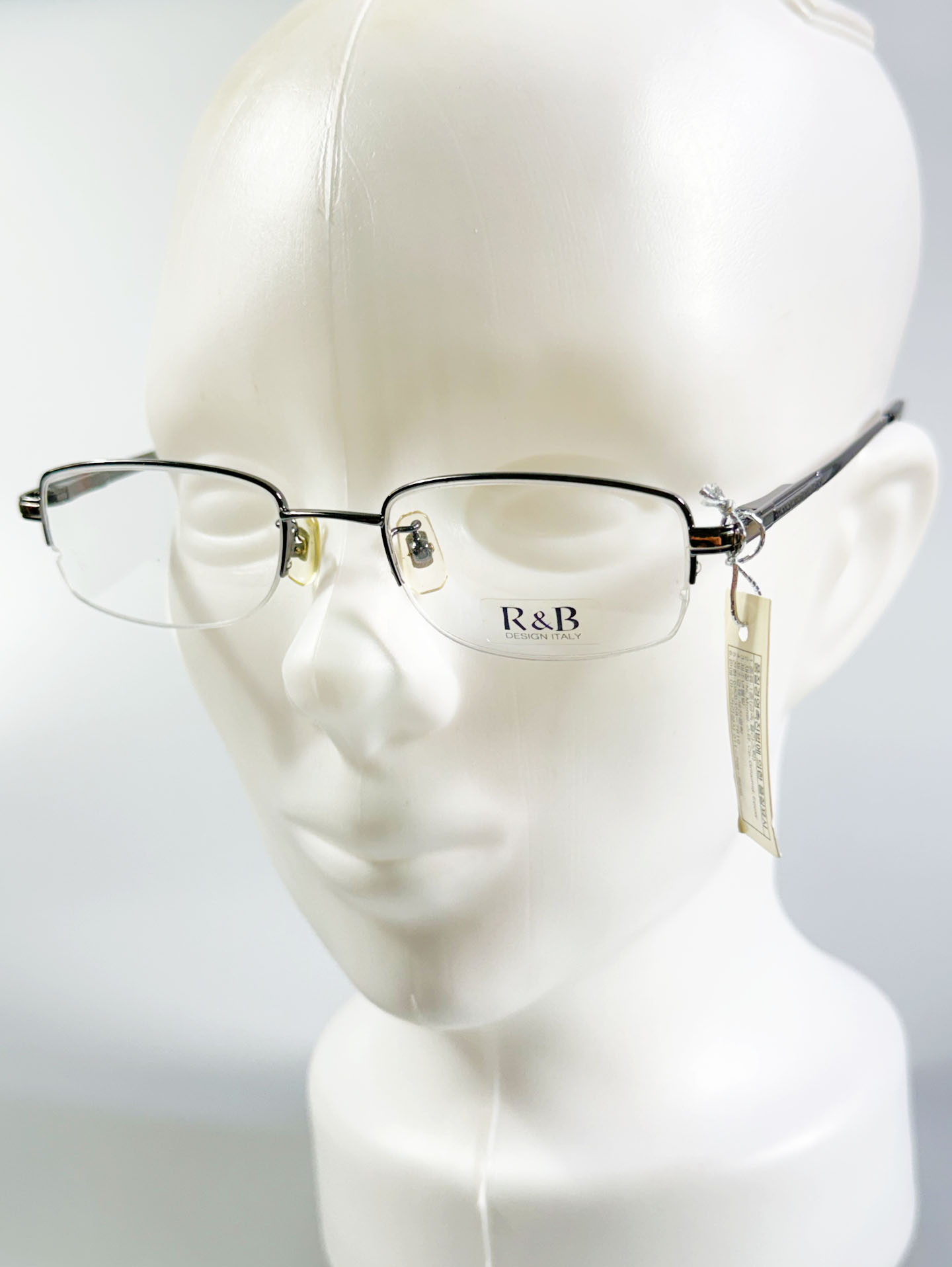 R&B EYEWEAR Semi-Rimless Gunmetal Square Glasses