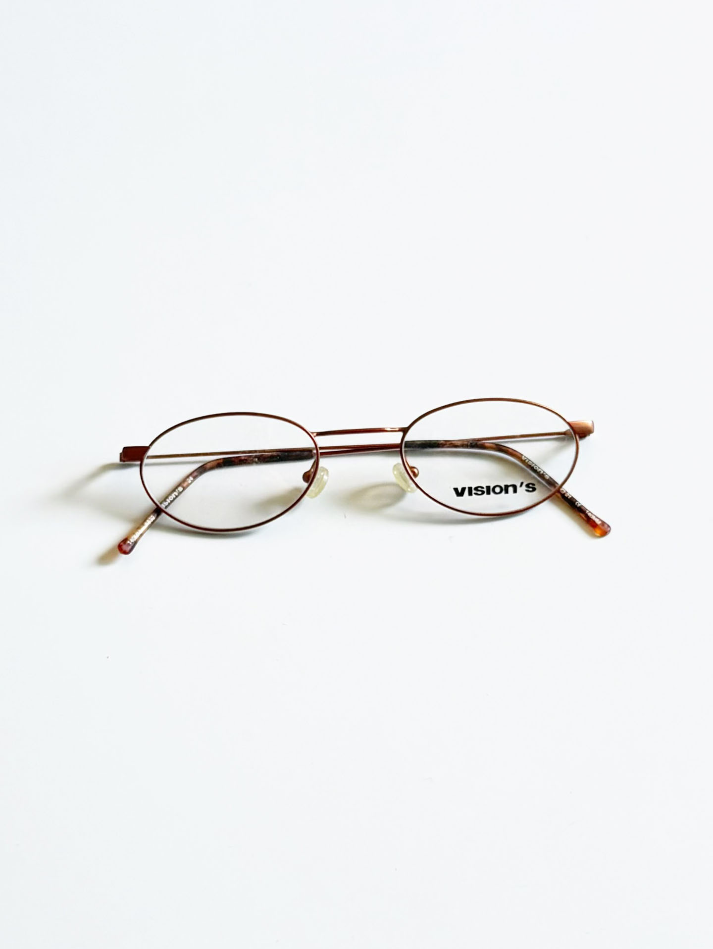 VISION'S Slim Oval Brown Metal Glasses