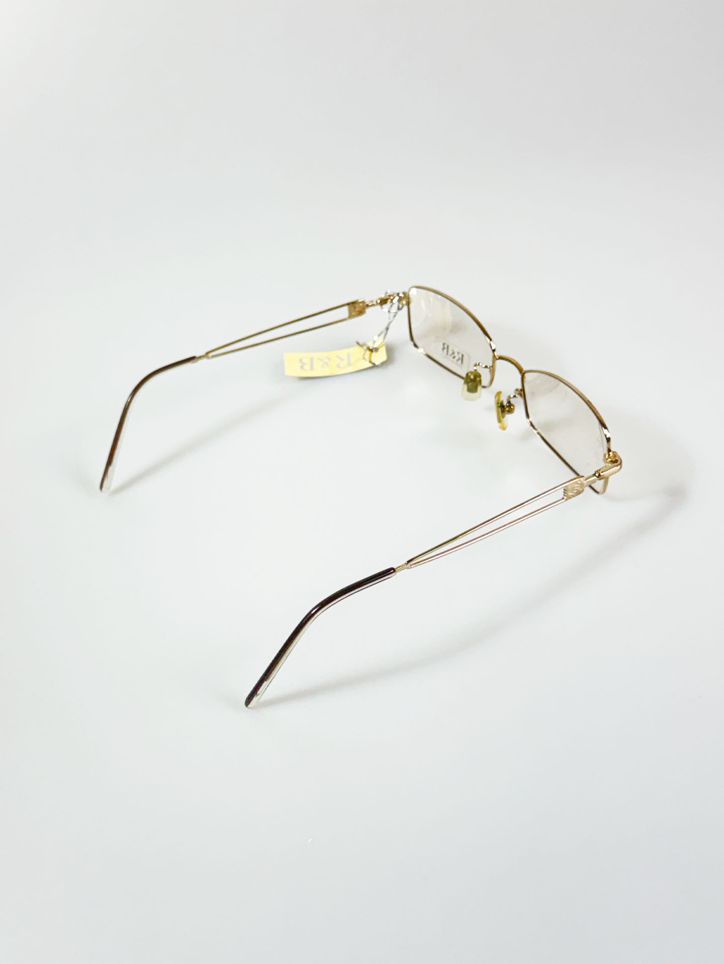 R&B Eyewear Gold Slim Square Metal Frame Glasses