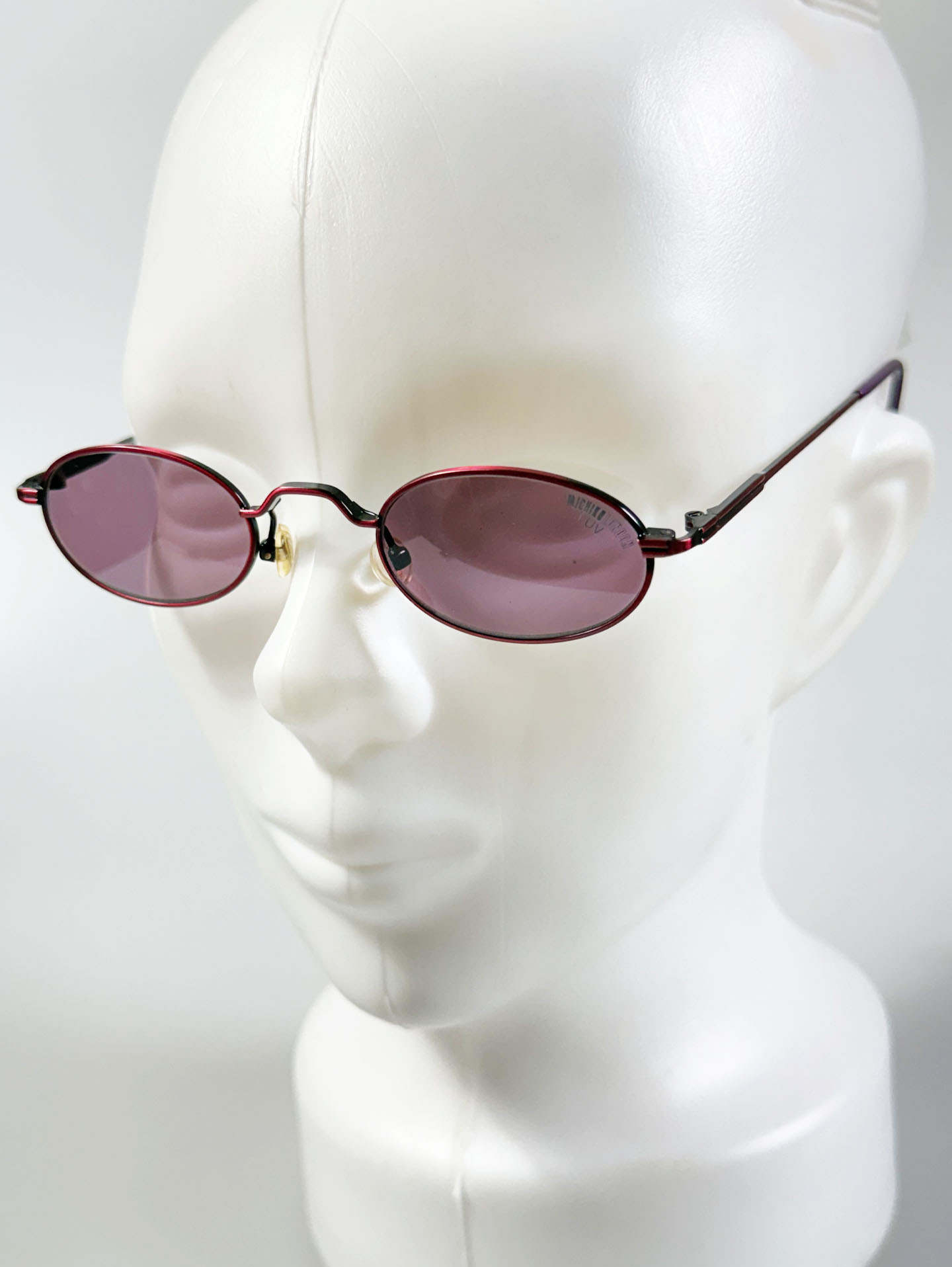 90's MICHIKO LONDON Slim Oval Rose Pink Metal Tint Sunglasses