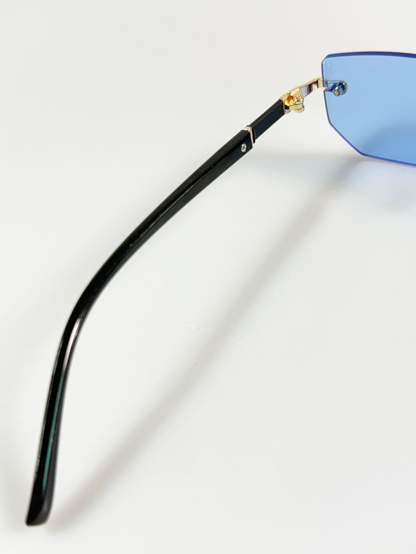 Blue Rimless Square Gold Metal Tint Sunglasses