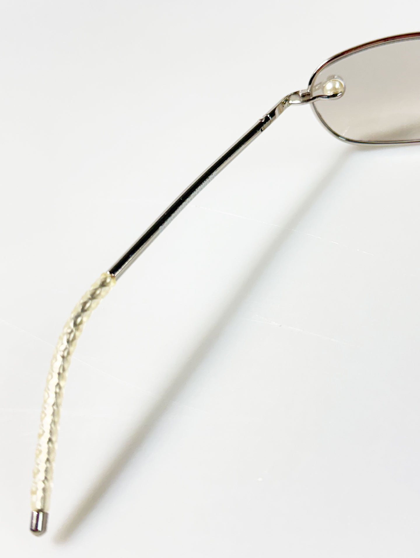 Silver Metal Slim Oval Beaded Detail Tint Sunglasses