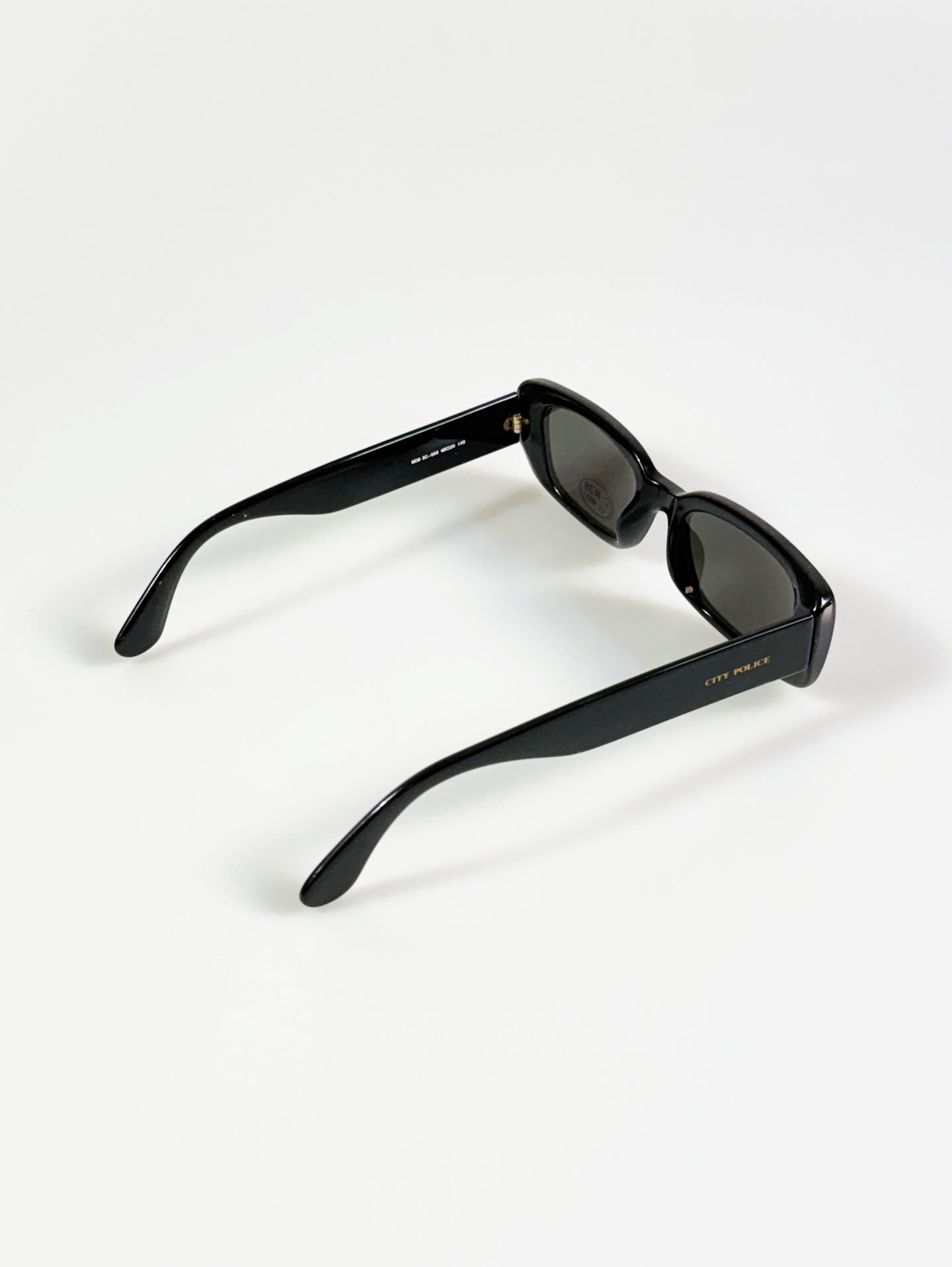 90's CITY POLICE Black Bold Square Acetate Sunglasses