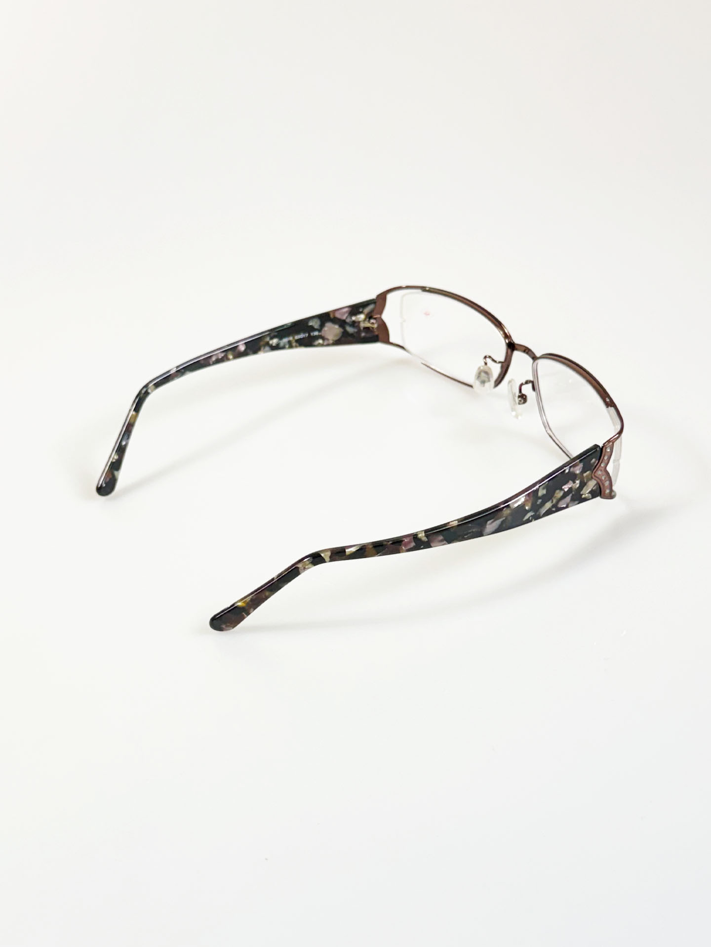ROSSETI Brown Slim Square Metal Combination Frame Glasses