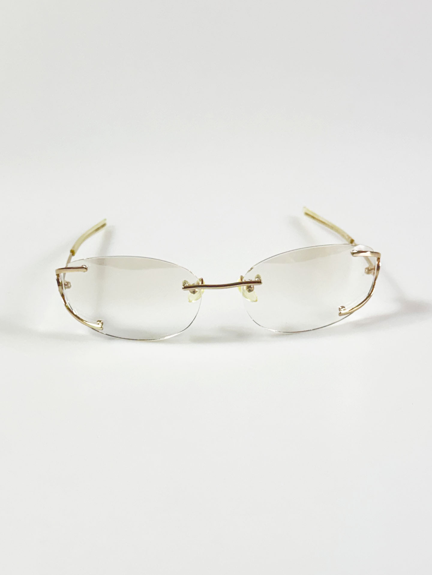 90's KALEIDO Gold Semi-Rimless Square Metal Frame Glasses