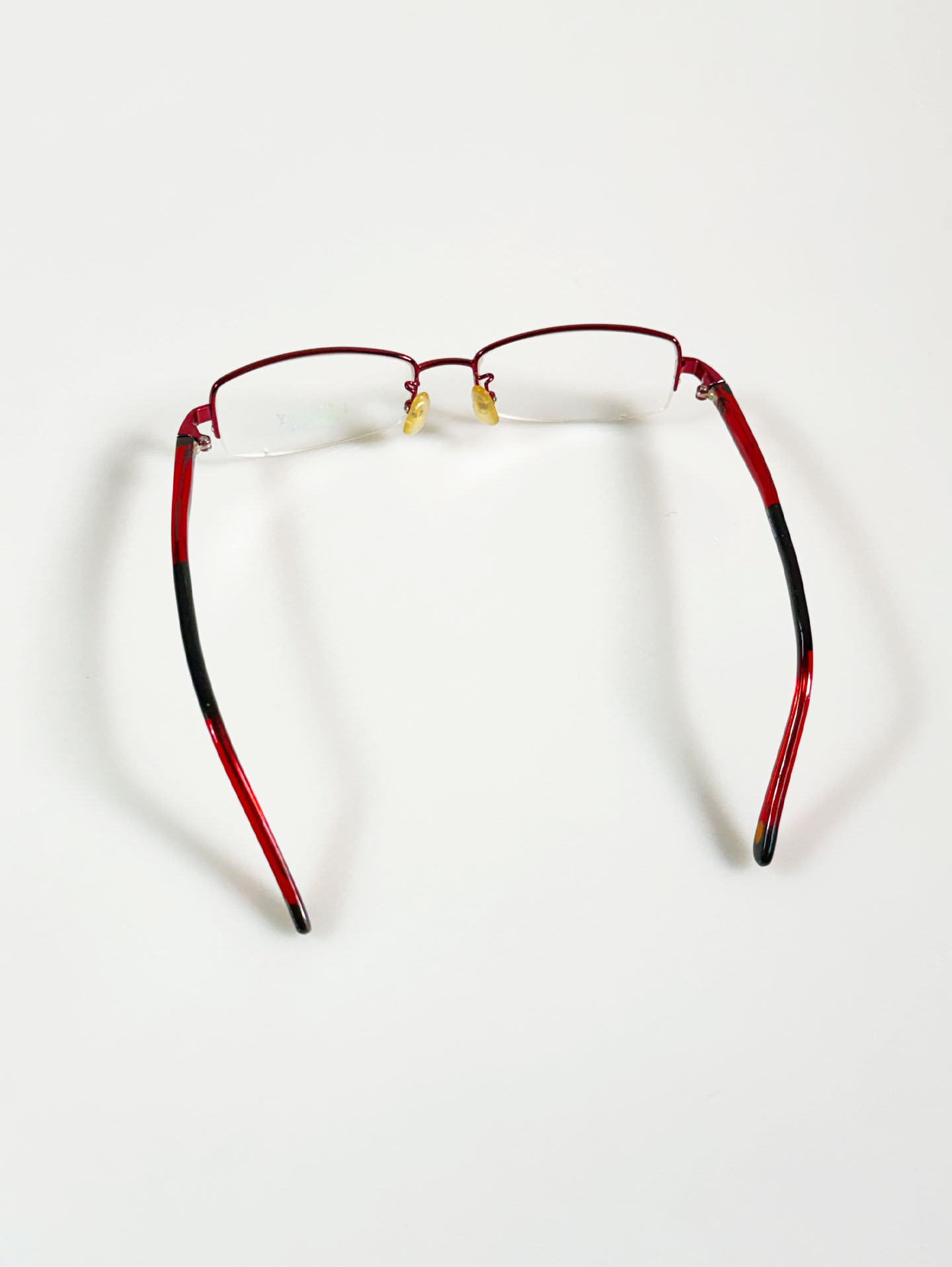 Luxury Red Semi-Rimless Square Metal Frame Glasses