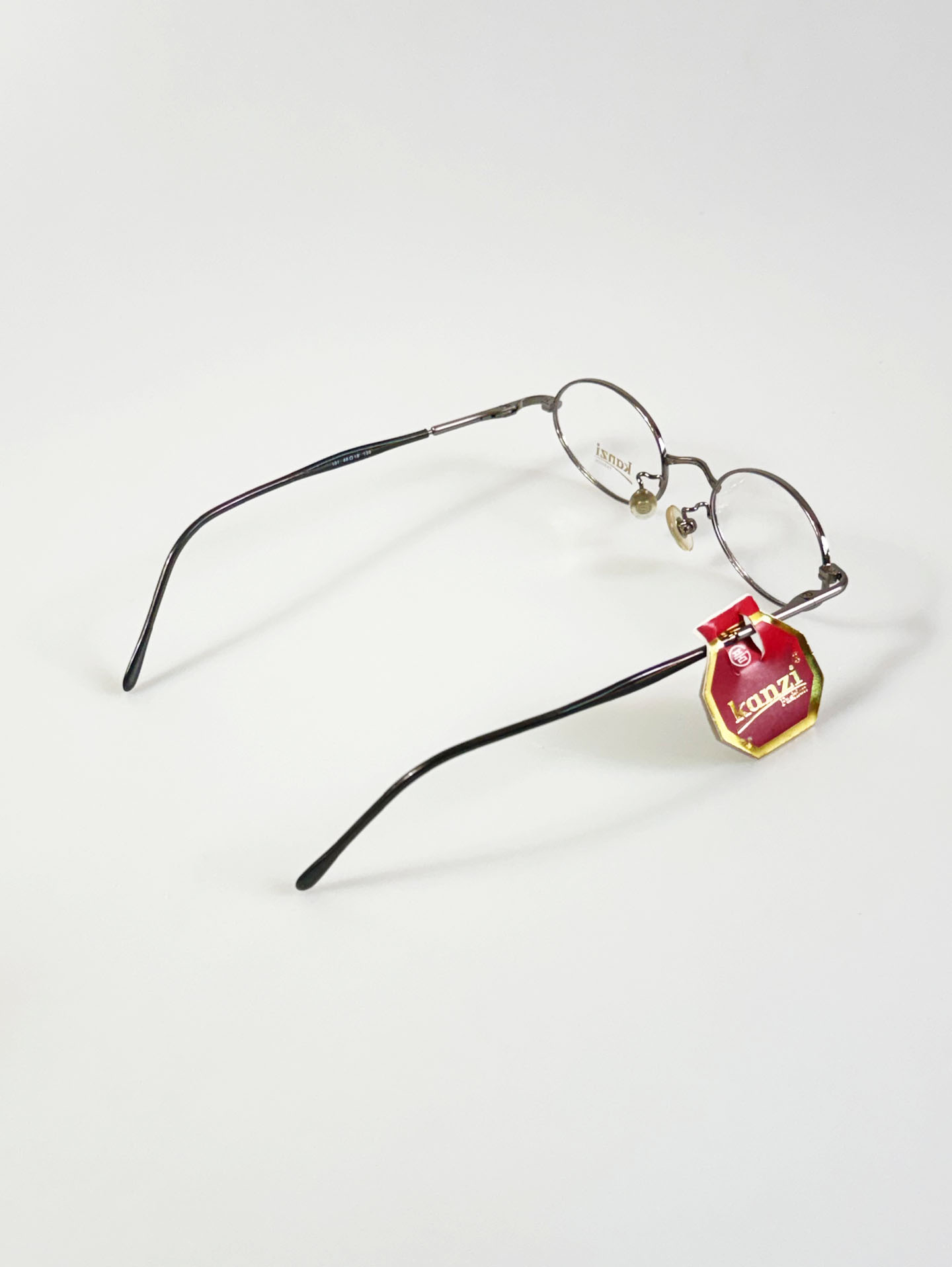 90's KANZI Dark Silver Slim Oval Metal Frame Glasses
