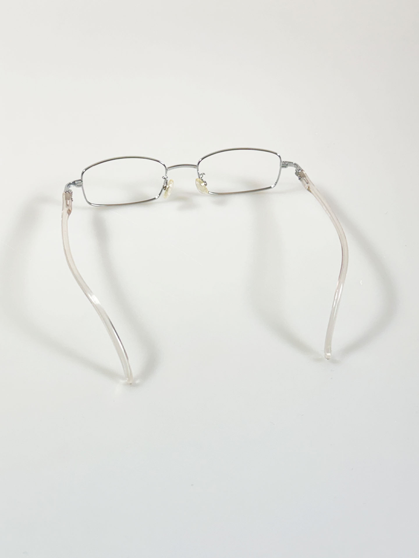 Silver Slim Square Metal Frame Glasses