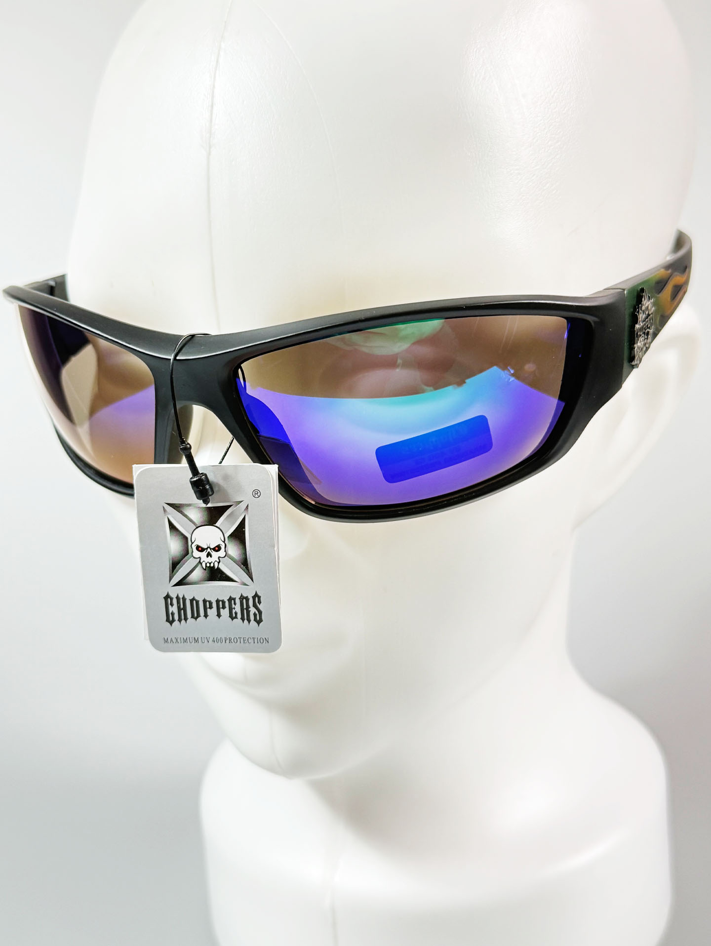 CHOPPERS Wraparound Matte Black Square Frame Sunglasses