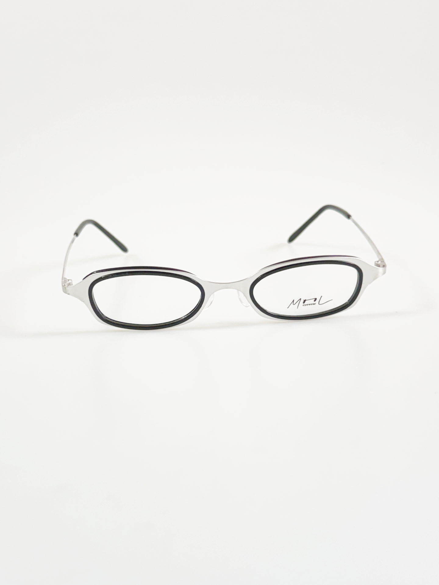 MOOL EYEWEAR Layered Silver Black Oval Metal Glasses