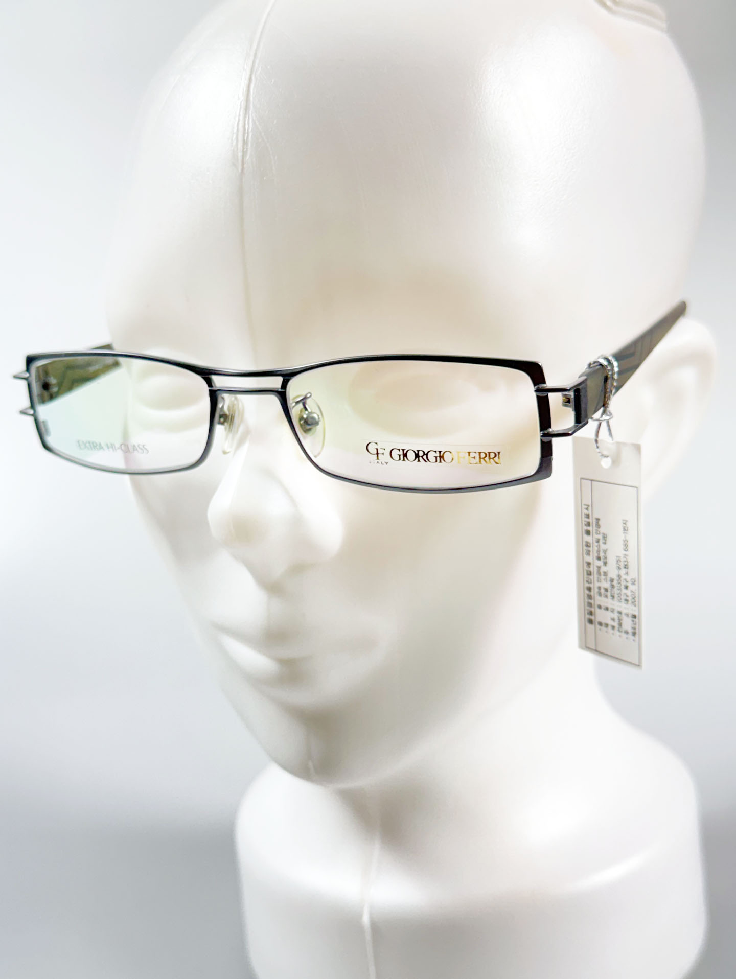 GIORGIO FERRI Silver Gray Double-Bridge Slim Square Metal Glasses